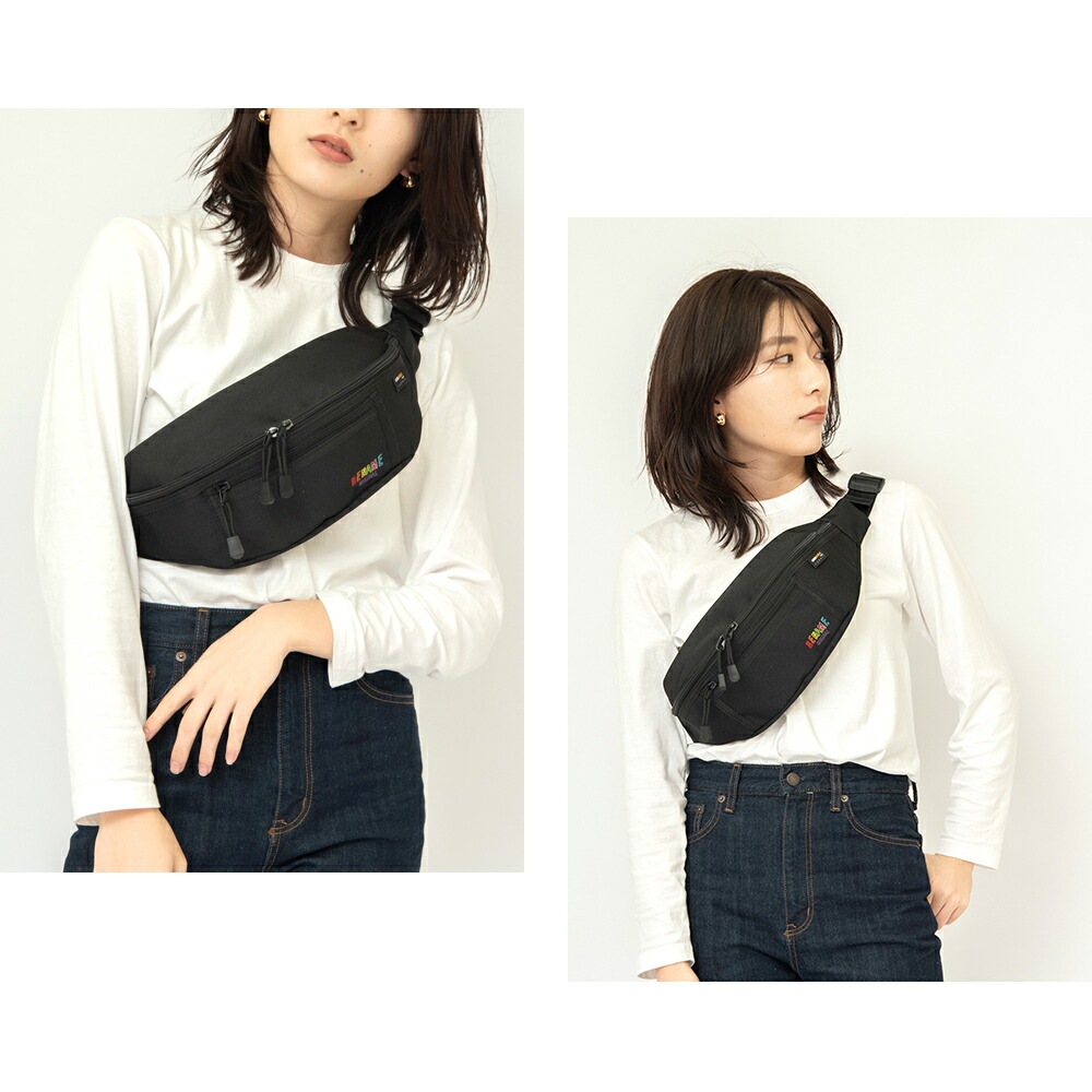 RêveD バッグ 黒赤 Rename CORDURA 刺繍 ロゴ ウエストバッグ RWN90028