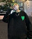 オーバーサイズ ハート シンクン アシンメトリー ニット セーター ノームコア メンズ レディース
