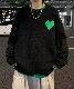 オーバーサイズ ハート シンクン アシンメトリー ニット セーター ノームコア メンズ レディース