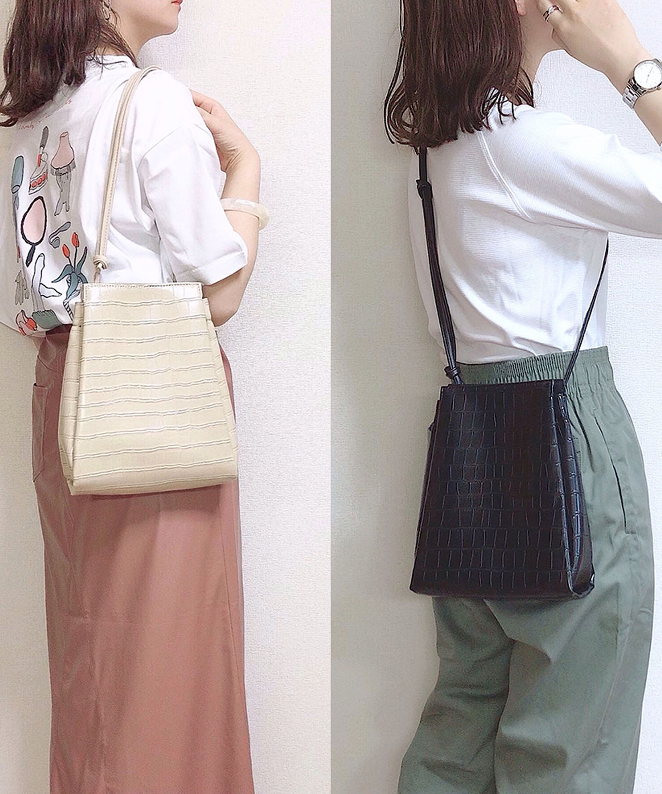 Rename フェイクレザー クロコ柄ベロ―バッグ