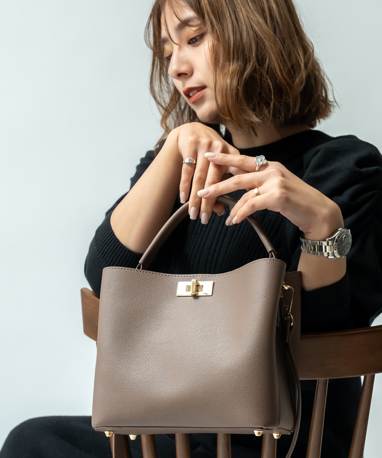 【 Rename 】 ワンハンドル 2way ハンドバッグ ショルダーバッグ レディース おしゃれ 高見え 上品 通勤 カジュアル 大人 女性 学生 RHG23045