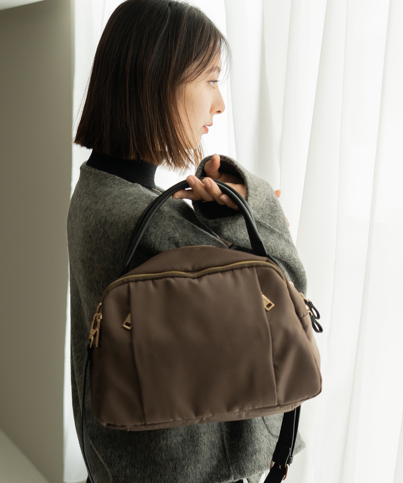 Rename ナイロン 2way ハンドバッグ 