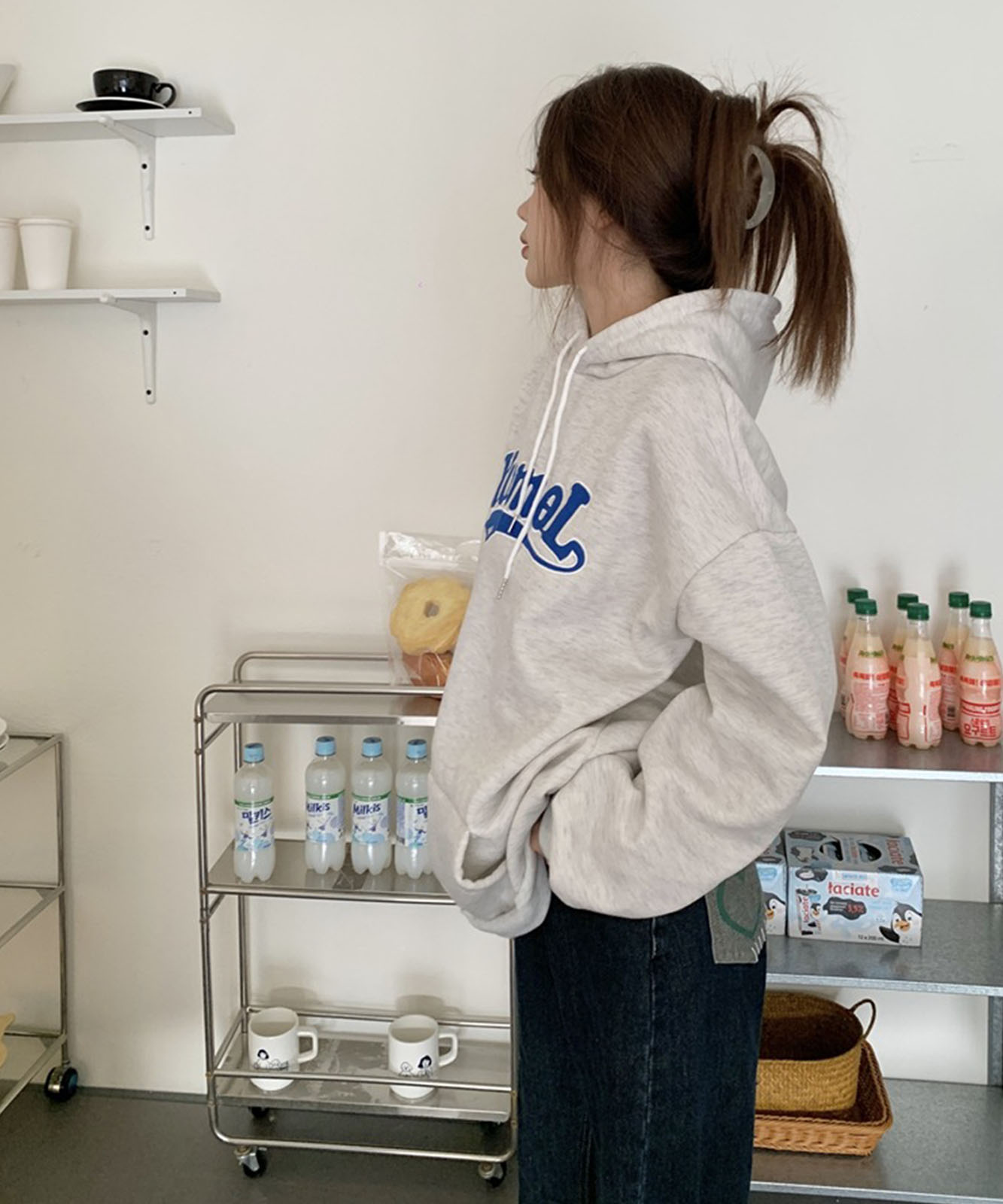 DEVICE select 韓国風ビッグシルエット カレッジロゴ フーディー スウェット パーカー メンズ レディース ユニセックス