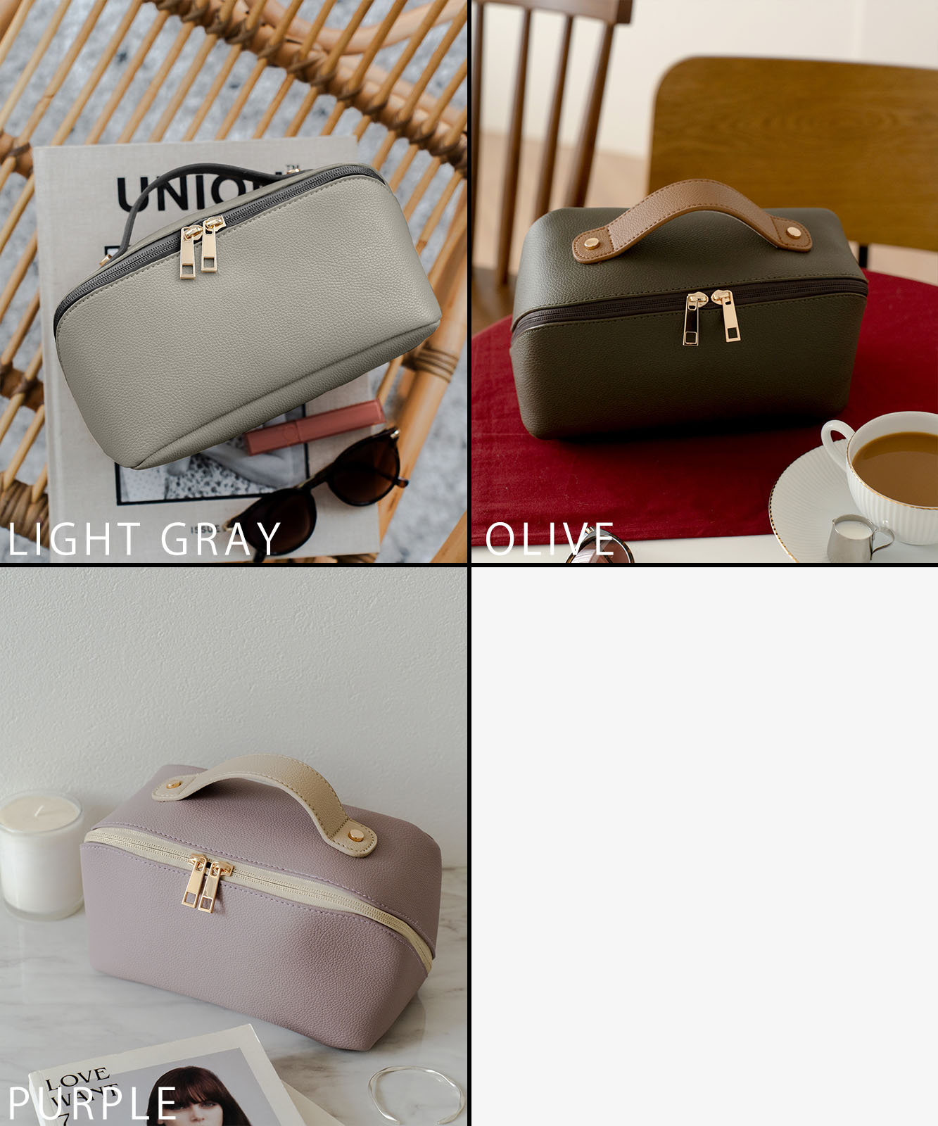 【 Rename 】 メイクポーチ レディース 大容量 多機能 フェイクレザー 上品 高級感 カジュアル オフィス ママ RPG23028