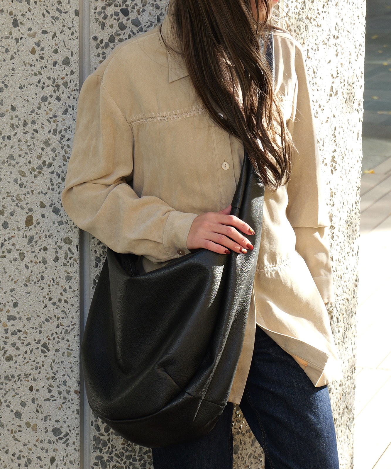 【 DEVICE 】 PU レザー ビッグ ショルダーバッグ メンズ レディース ユニセックス DSG25039