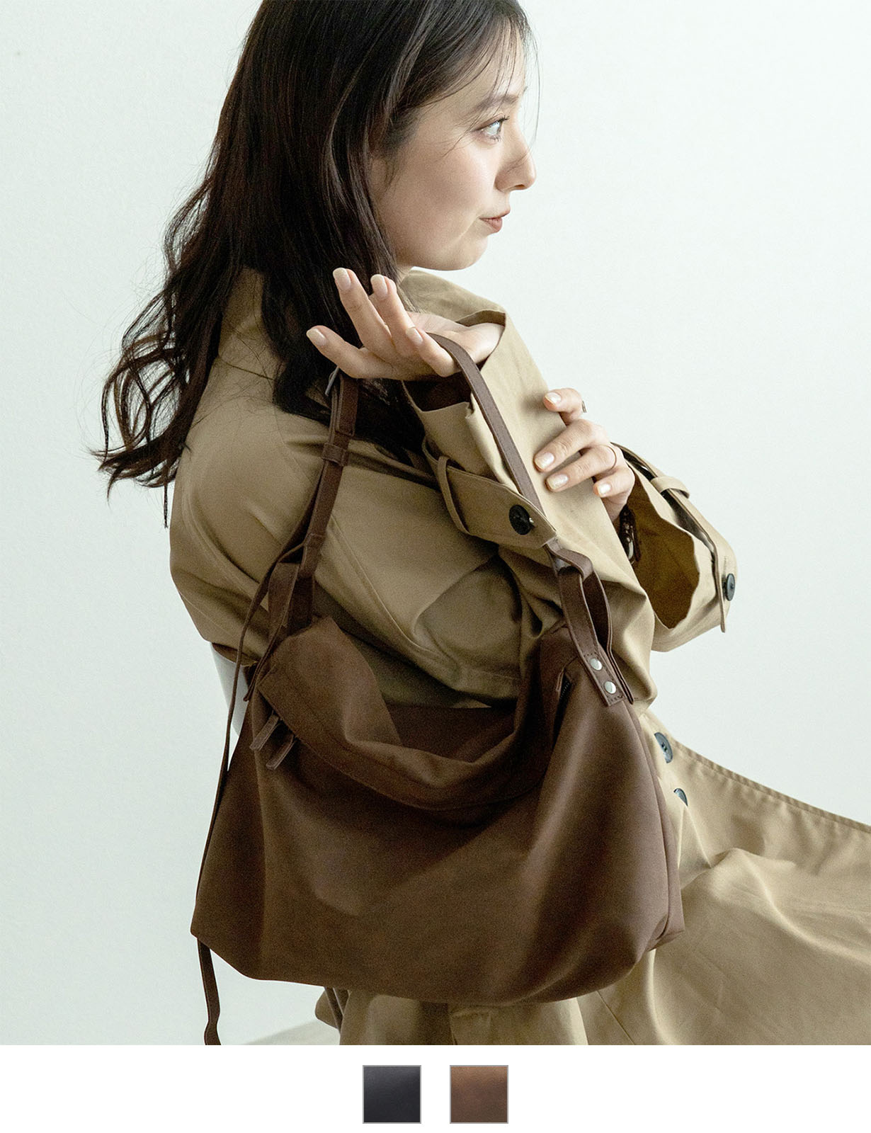 【 DEVICE 】 シャロウフラップ ショルダーバッグ 横長 斜めがけバッグ 合皮 フェイクレザー 軽量 大人カジュアル ヴィンテージライク トレンドバッグ メンズ レディース ユニセックス DSG25138