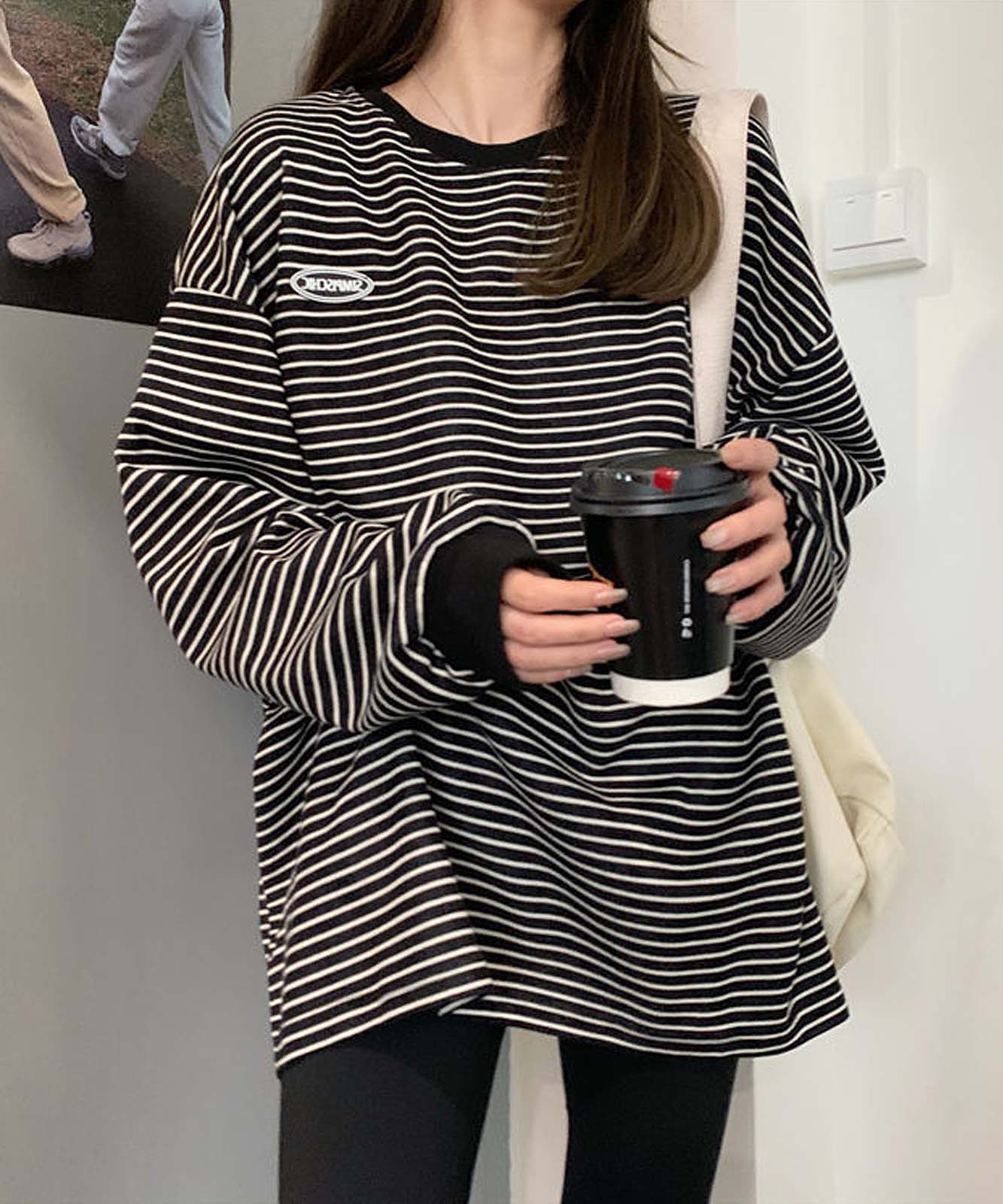 DEVICE select ワンポイントロゴ ボーダーロンT トレーナー メンズ レディース ユニセックス