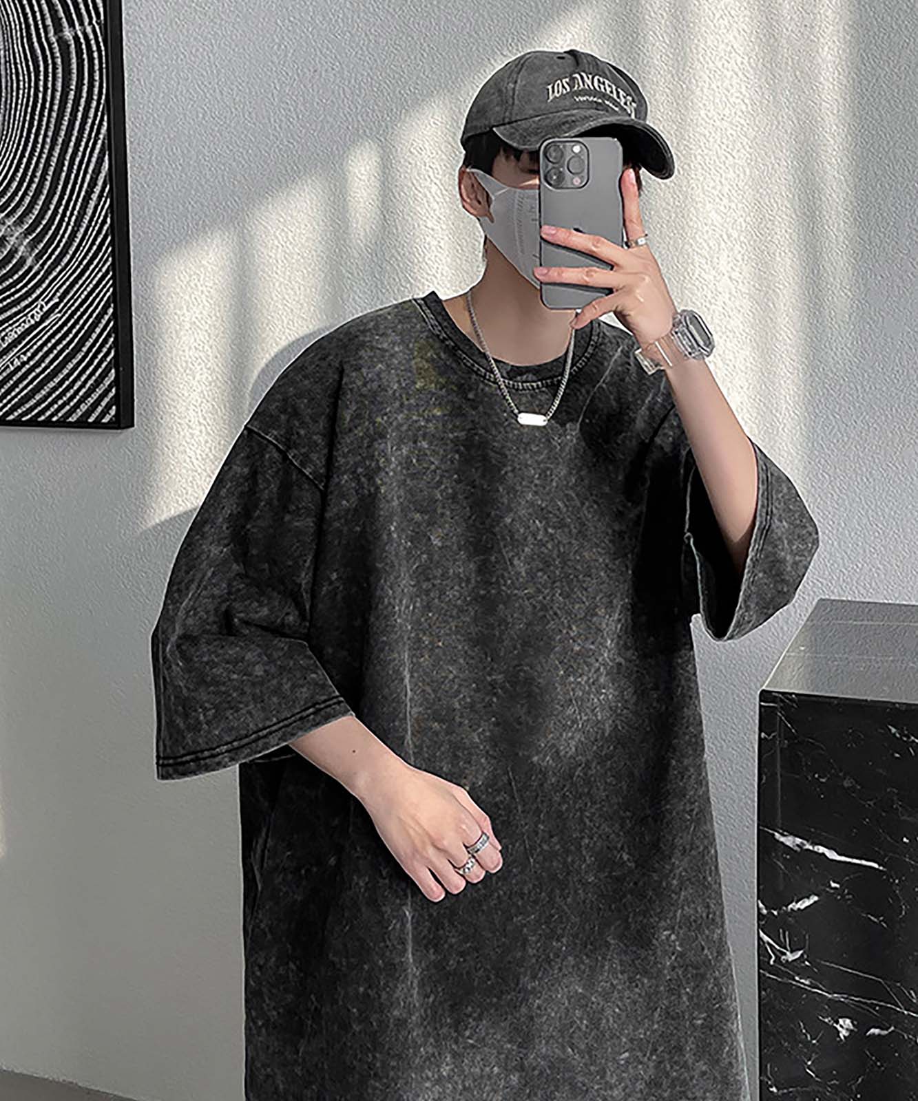 DEVICE select ビッグシルエット シンプル ピグメント 半袖 無地 Tシャツ 古着風 メンズ レディース ユニセックス