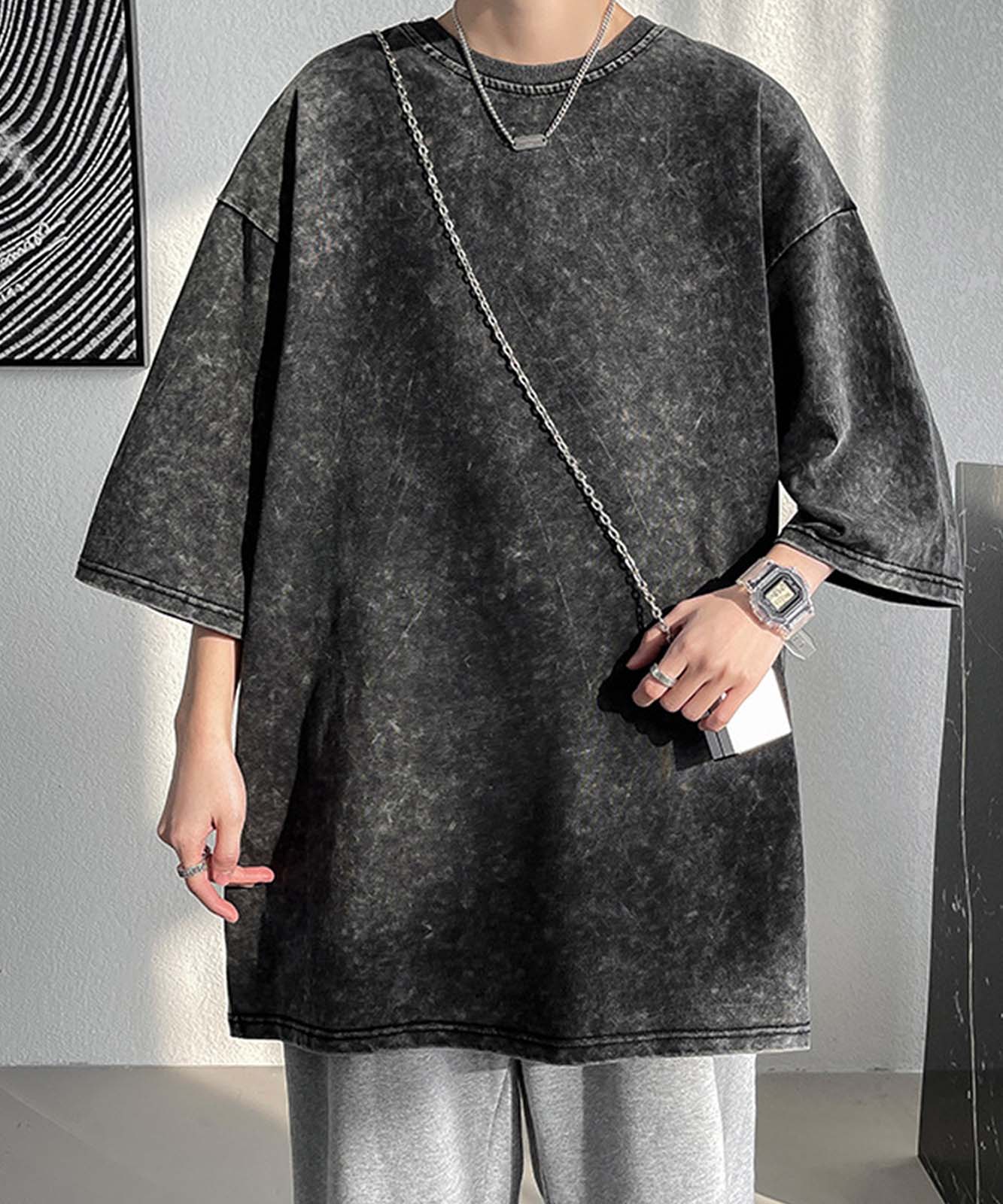 DEVICE select ビッグシルエット シンプル ピグメント 半袖 無地 Tシャツ 古着風 メンズ レディース ユニセックス