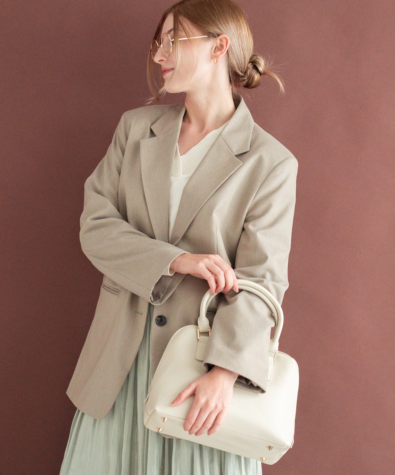 Rename ラウンドファスナー 2way ハンドバッグ レディース