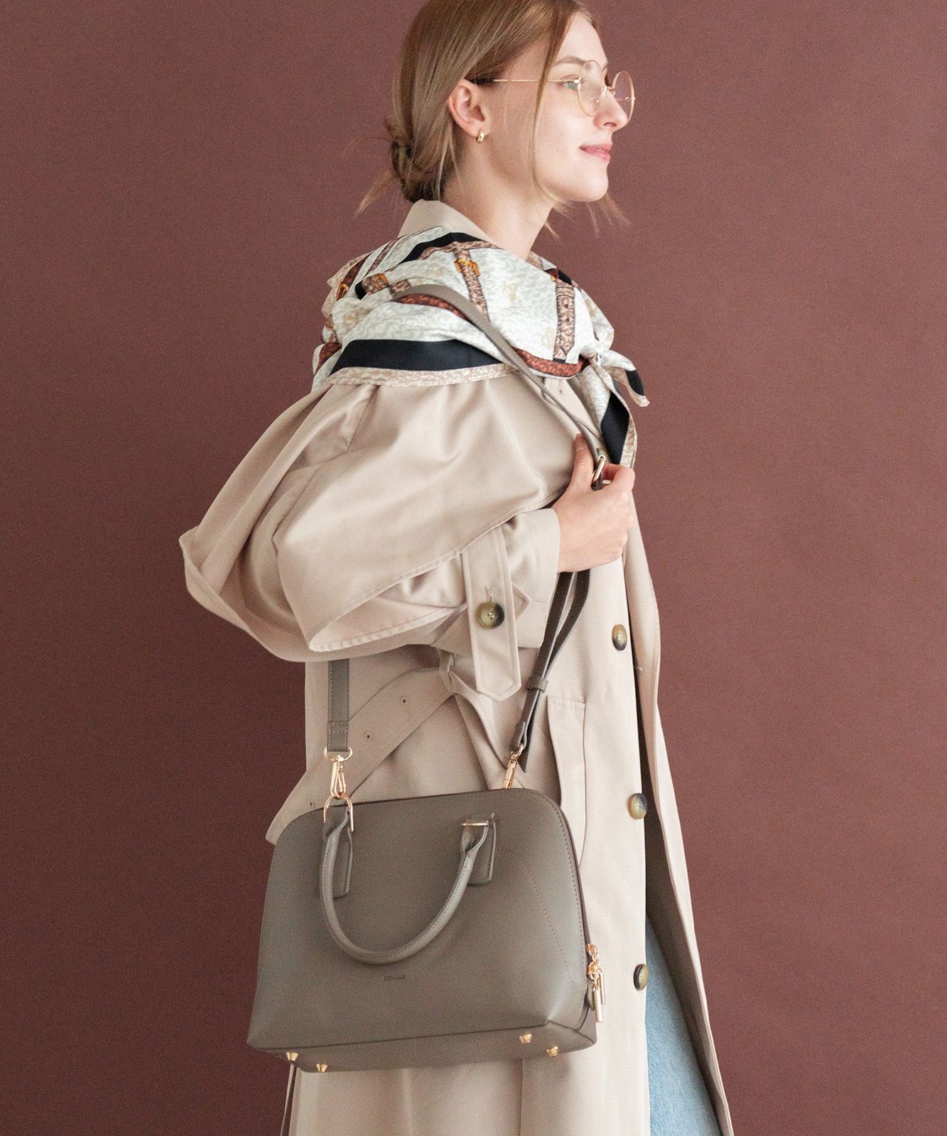 Rename ラウンドファスナー 2way ハンドバッグ レディース