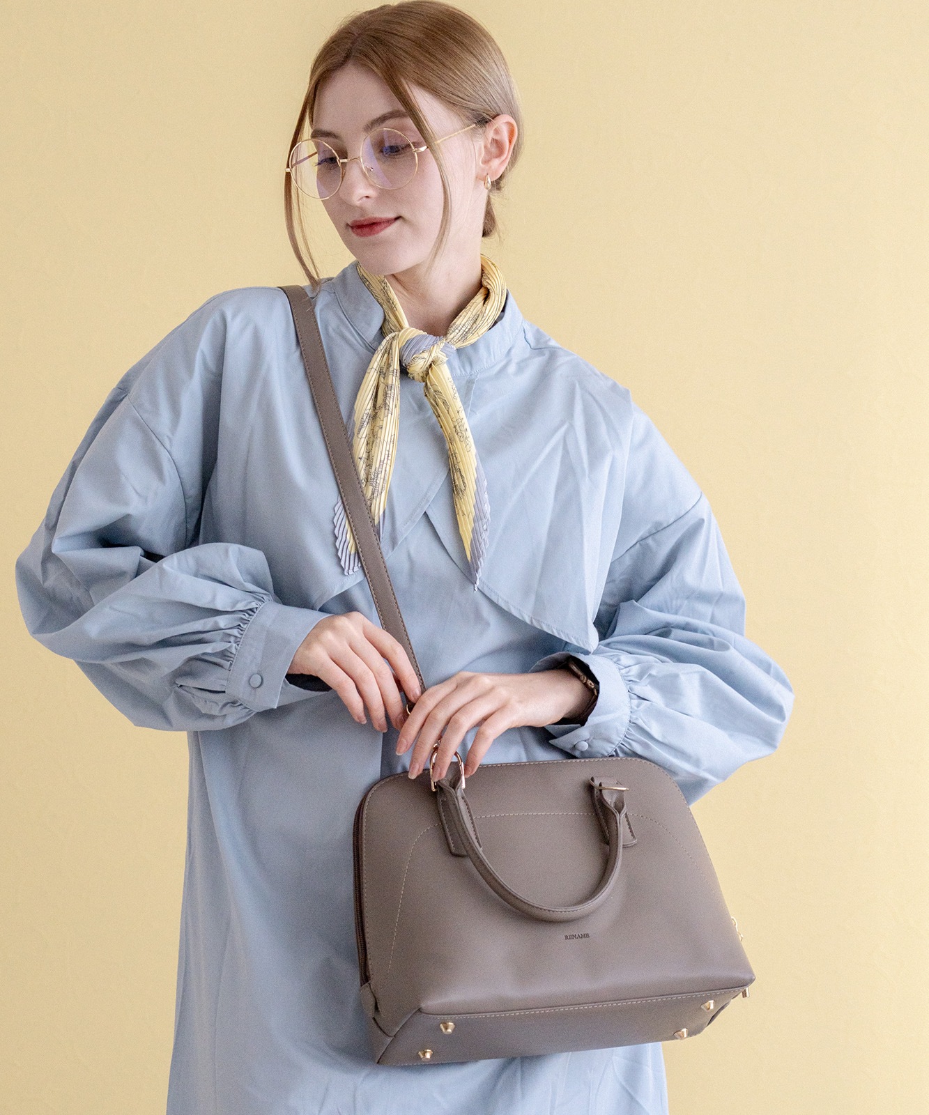 Rename ラウンドファスナー 2way ハンドバッグ レディース