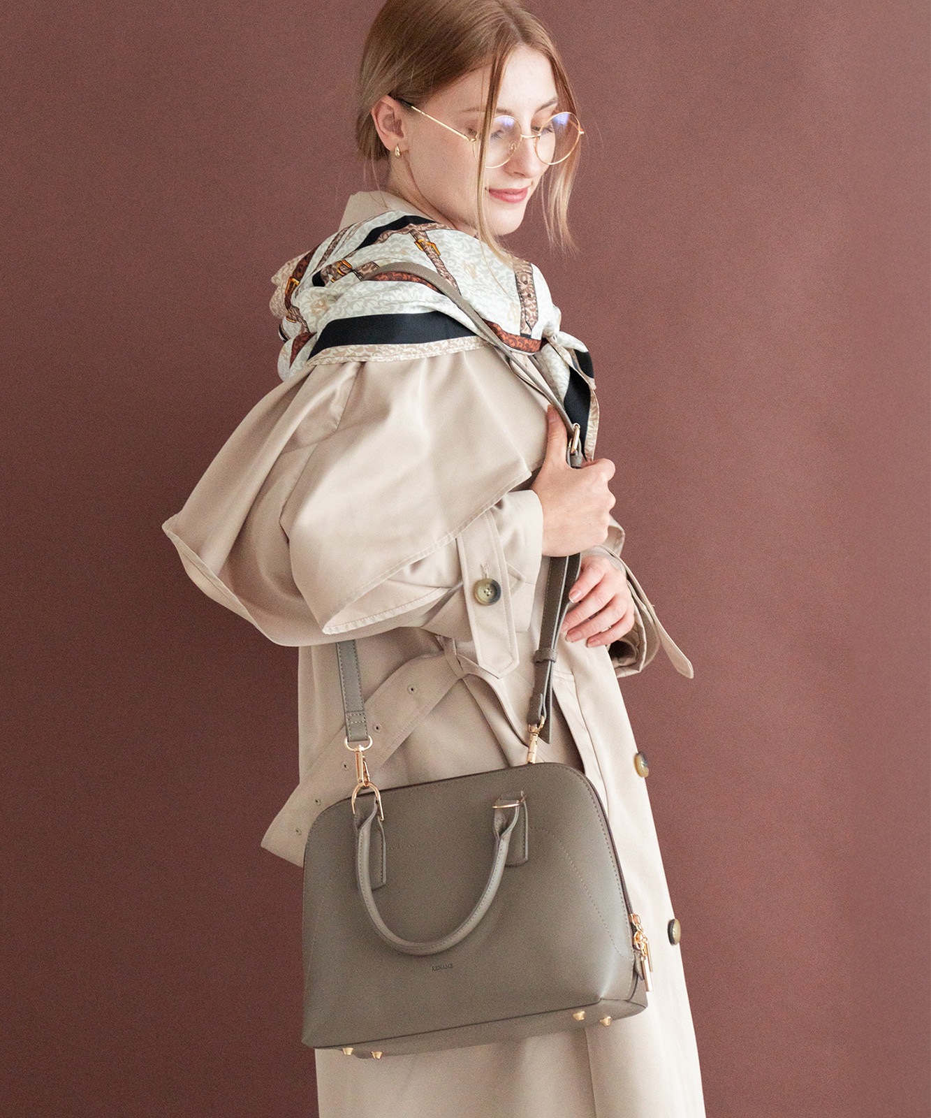 Rename ラウンドファスナー 2way ハンドバッグ レディース