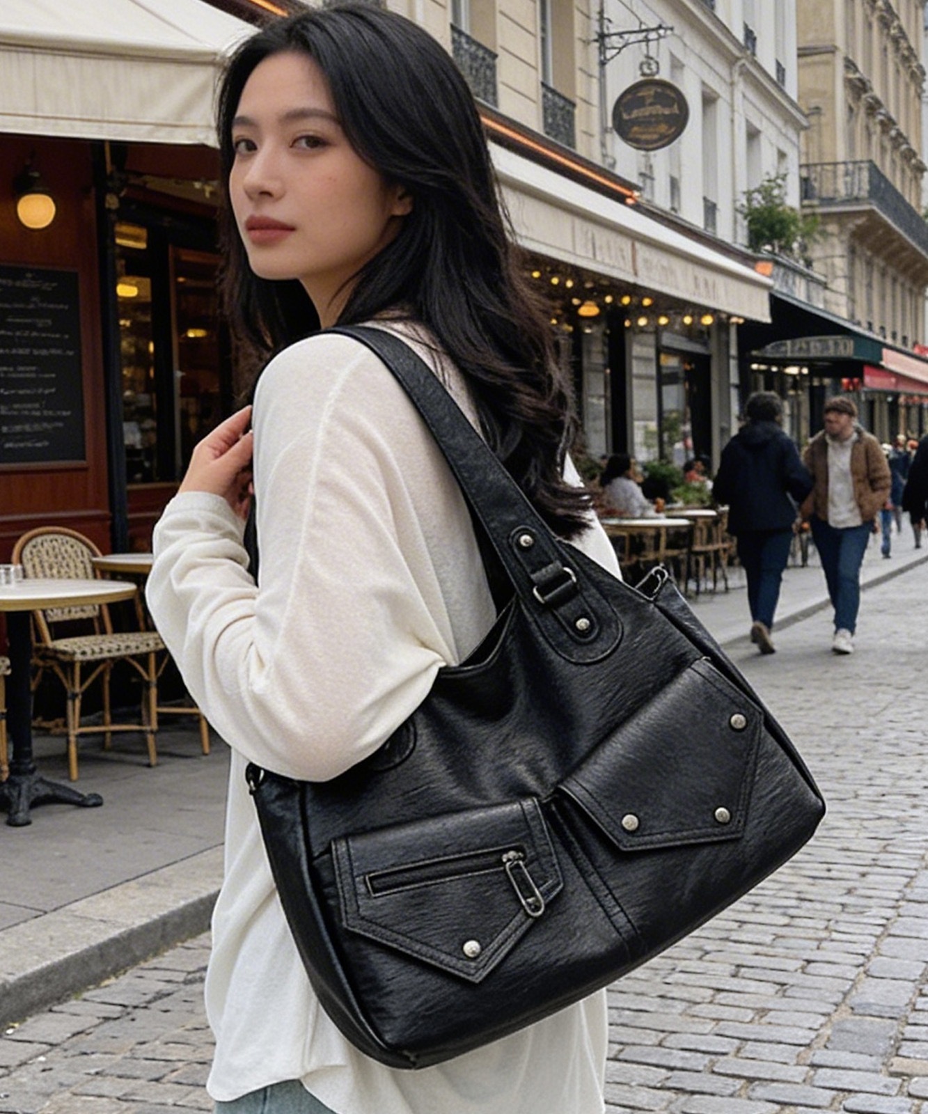 【 DEVICE select 】 ヴィンテージライク フェイクレザー トートバッグ 韓国ファッション 2way ショルダーバッグ 大容量 Y2K ストリート レディース TA1277