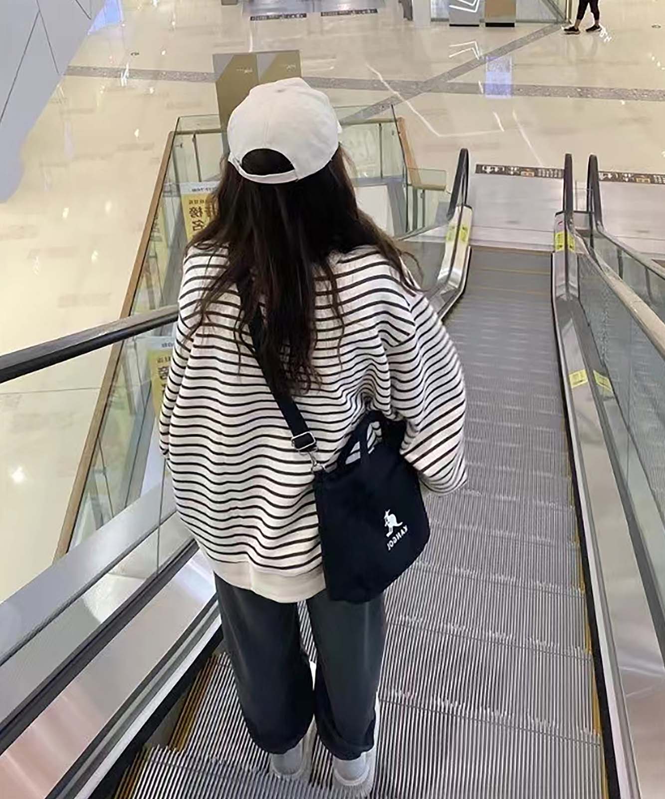 DEVICE select ボーダー オーバーサイズ ワンポイント ロンT トレーナー メンズ レディース ユニセックス