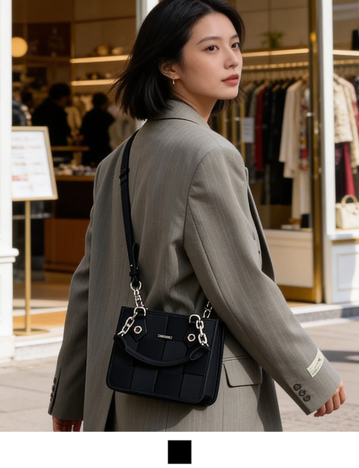 【 DEVICE select 】 ショルダーバッグ レディース 斜めがけ 2way ハンドバッグ チェーン 編み込み メッシュ 韓国 ファッション きれいめ 黒 TA1400B