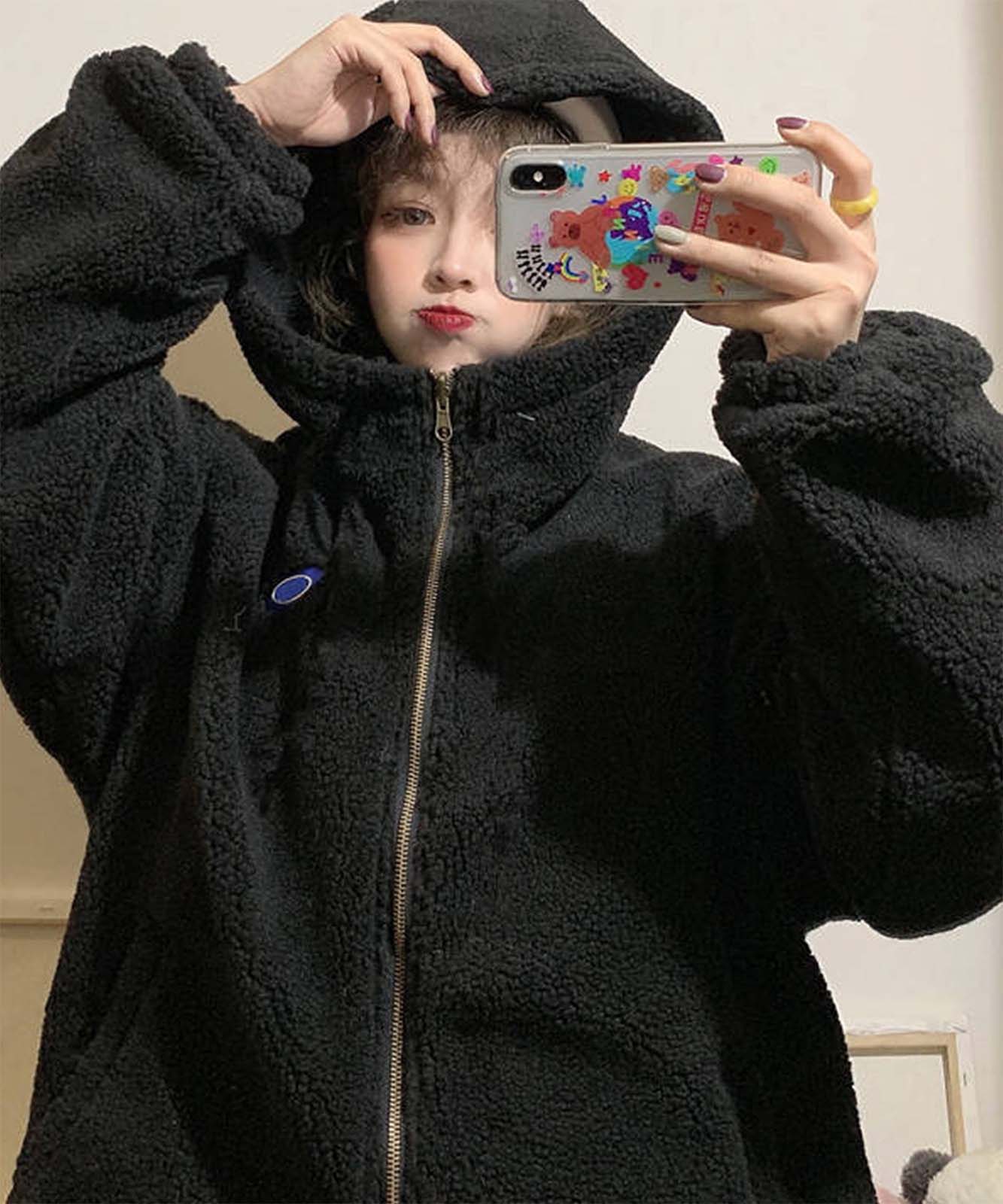 Device Select もこもこ フェイクムートン フリース オーバーサイズ パーカー ブランド Device Select Device Official