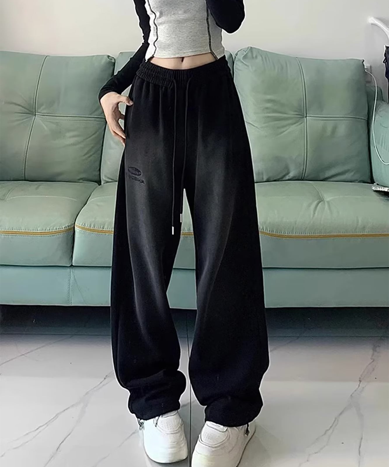 ヴィンテージ デニムライク ミリタリー ワイド Y2K ルーズ スウェット パンツ ノームコア グランパコア メンズ レディース