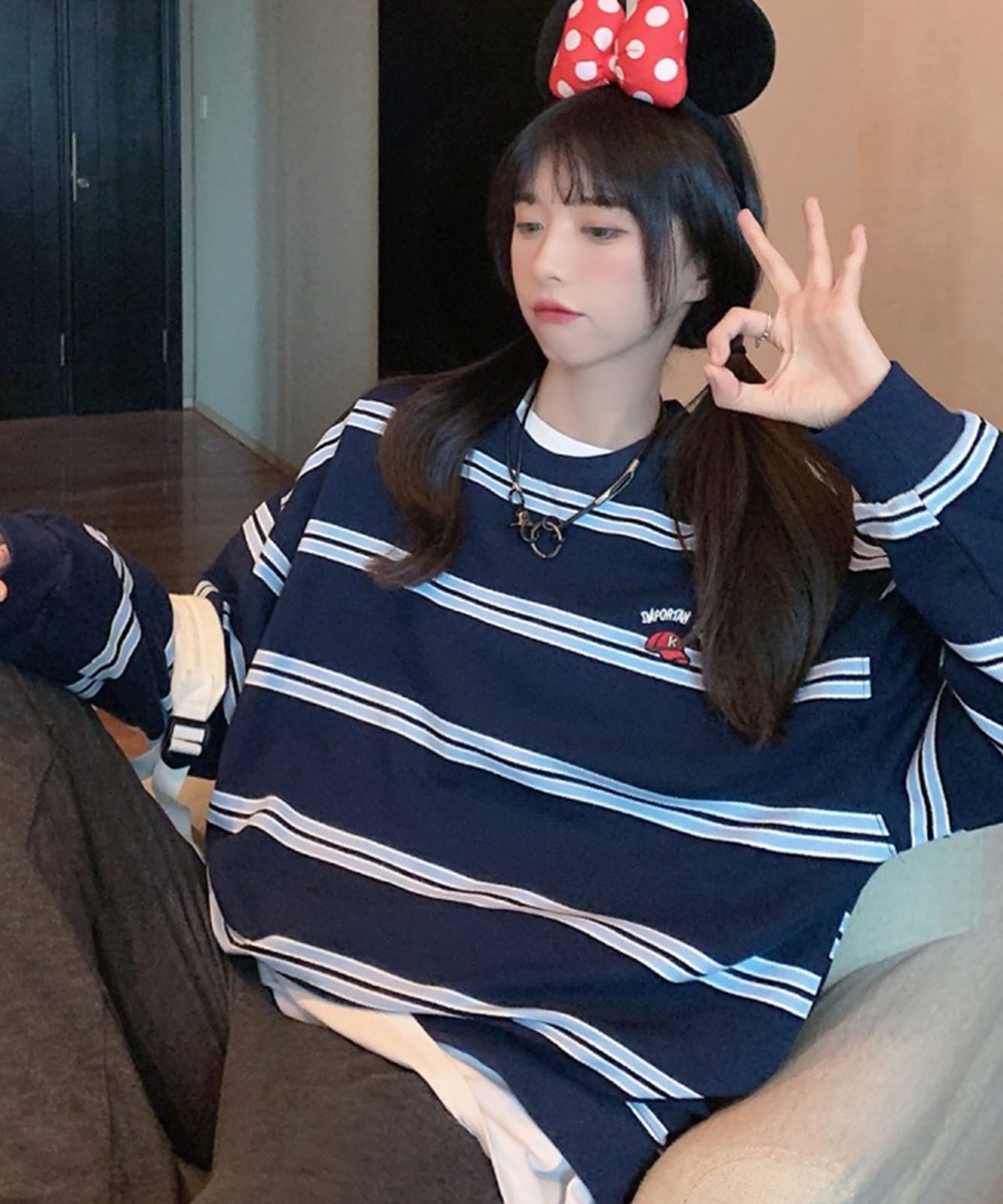 DEVICE select ビッグシルエット キャップロゴ ボーダー スウェット メンズ レディース ユニセックス