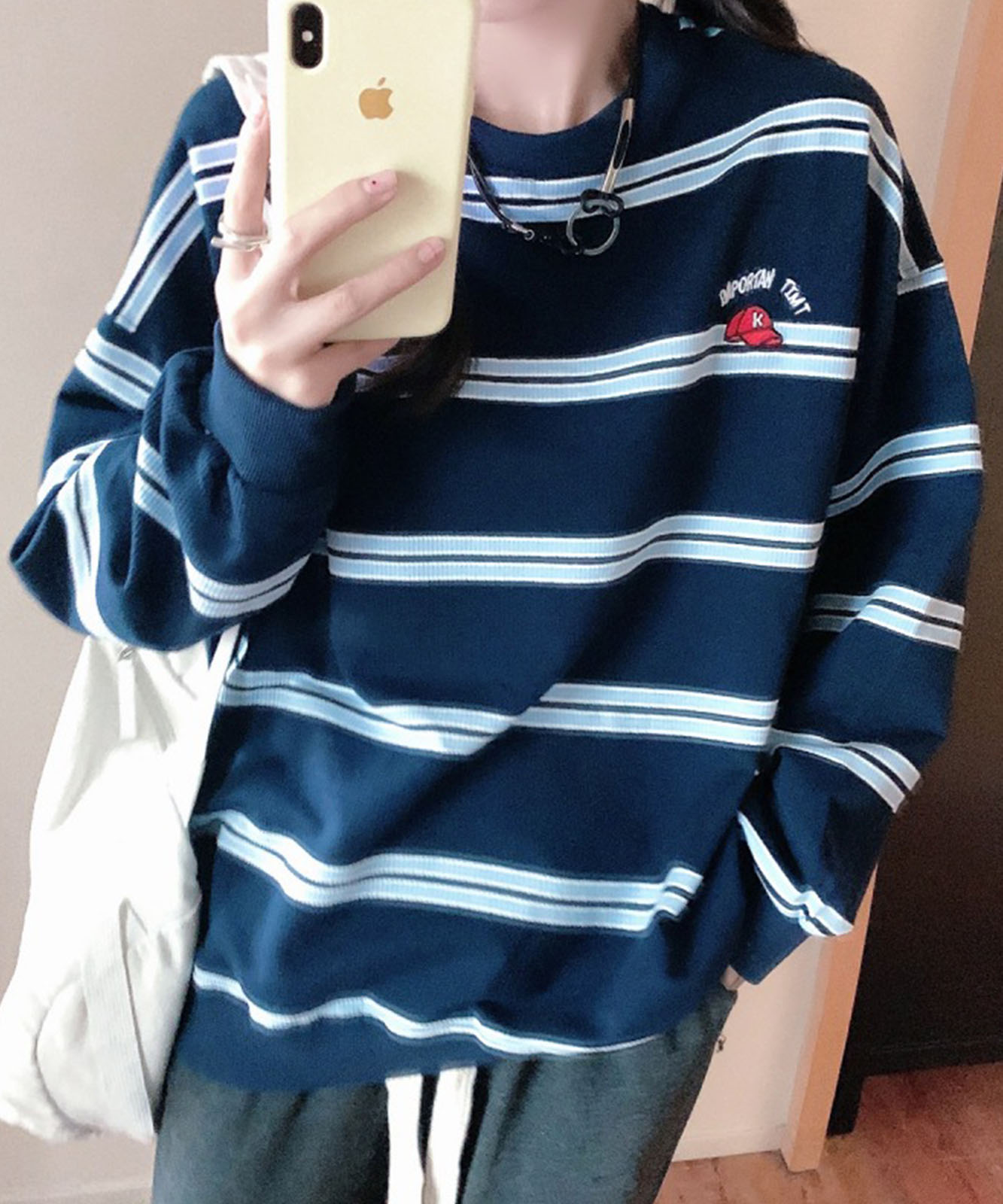 DEVICE select ビッグシルエット キャップロゴ ボーダー スウェット メンズ レディース ユニセックス