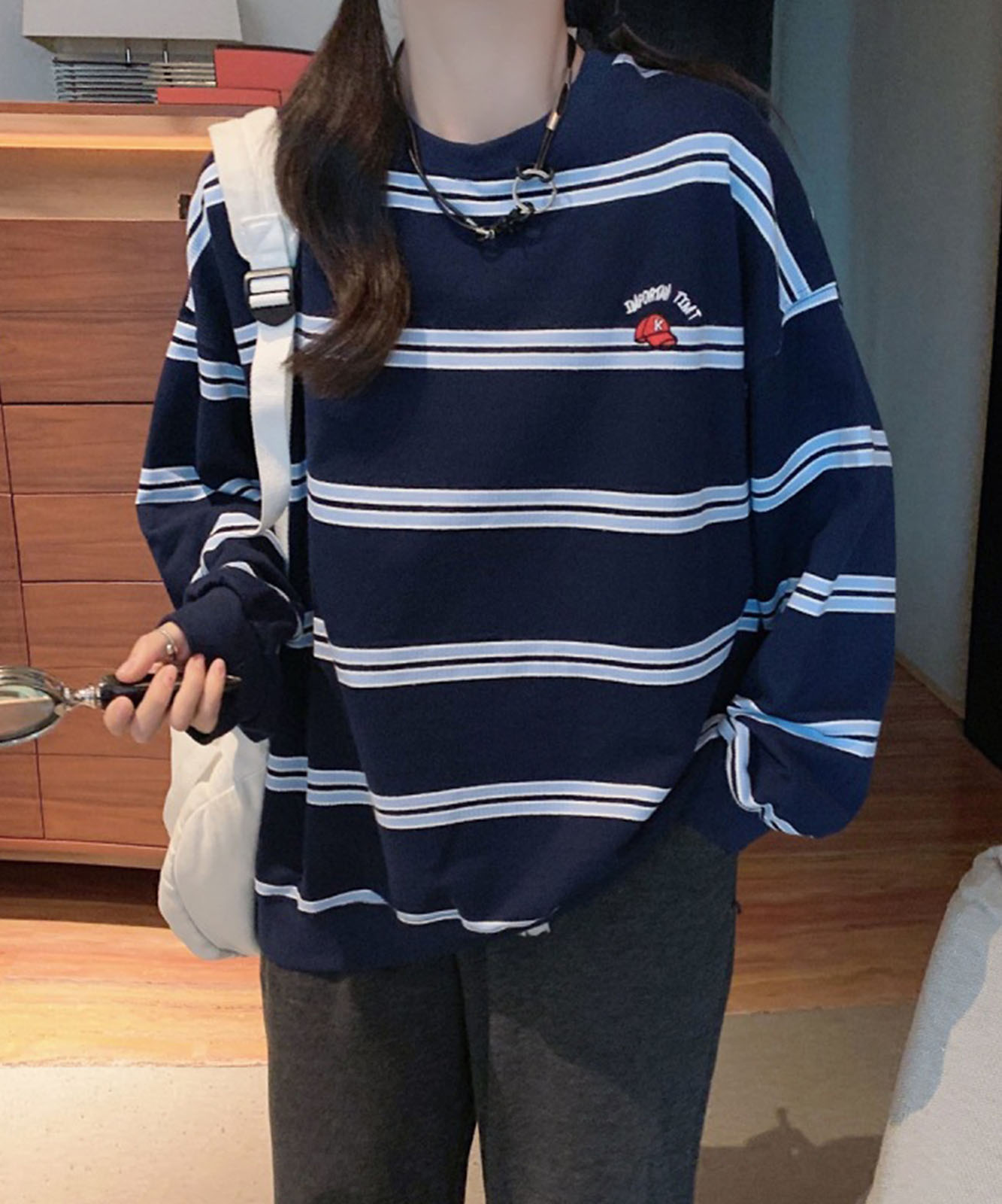 DEVICE select ビッグシルエット キャップロゴ ボーダー スウェット メンズ レディース ユニセックス