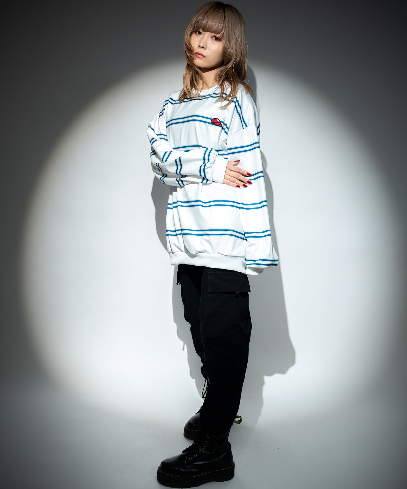 DEVICE select ビッグシルエット キャップロゴ ボーダー スウェット メンズ レディース ユニセックス