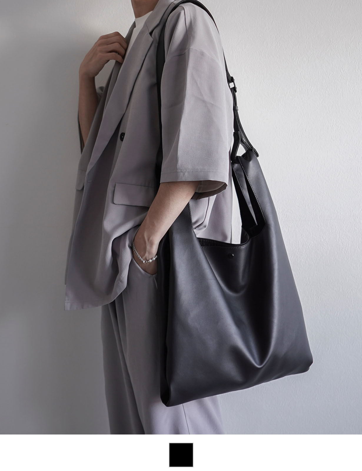 Rename フェイクレザー2way ショルダー付き マルシェバッグ メンズ レディース ユニセックス