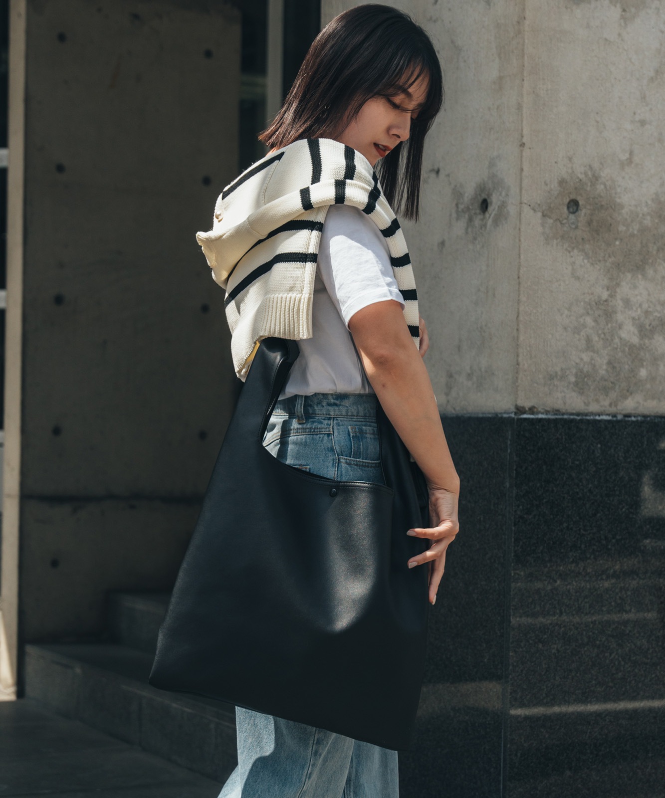 Rename フェイクレザー2way ショルダー付き マルシェバッグ メンズ レディース ユニセックス