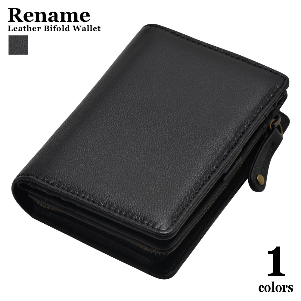 Rename 本革手帳型 2つ折り 財布 RPL70058