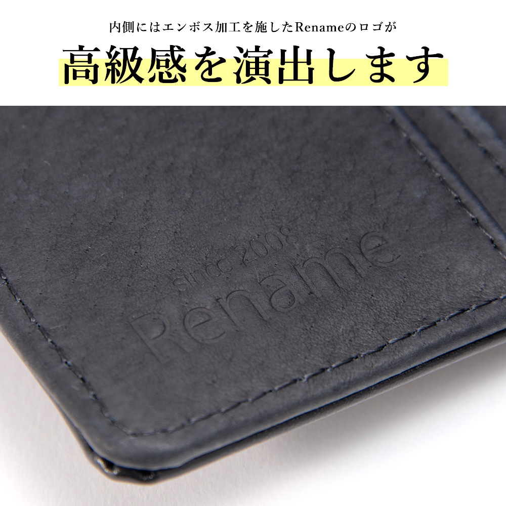 Rename 本革手帳型 2つ折り 財布