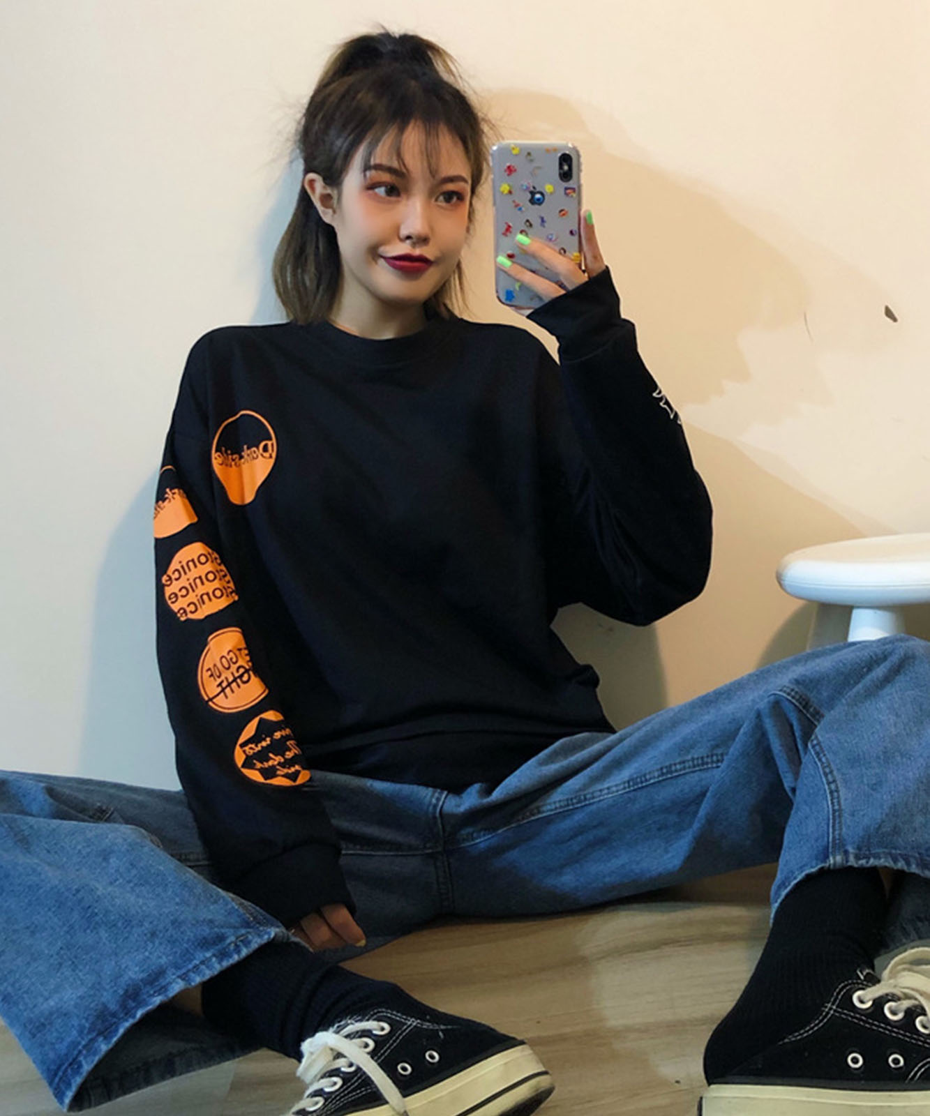 DEVICE select 袖プリント ロンT メンズ レディース