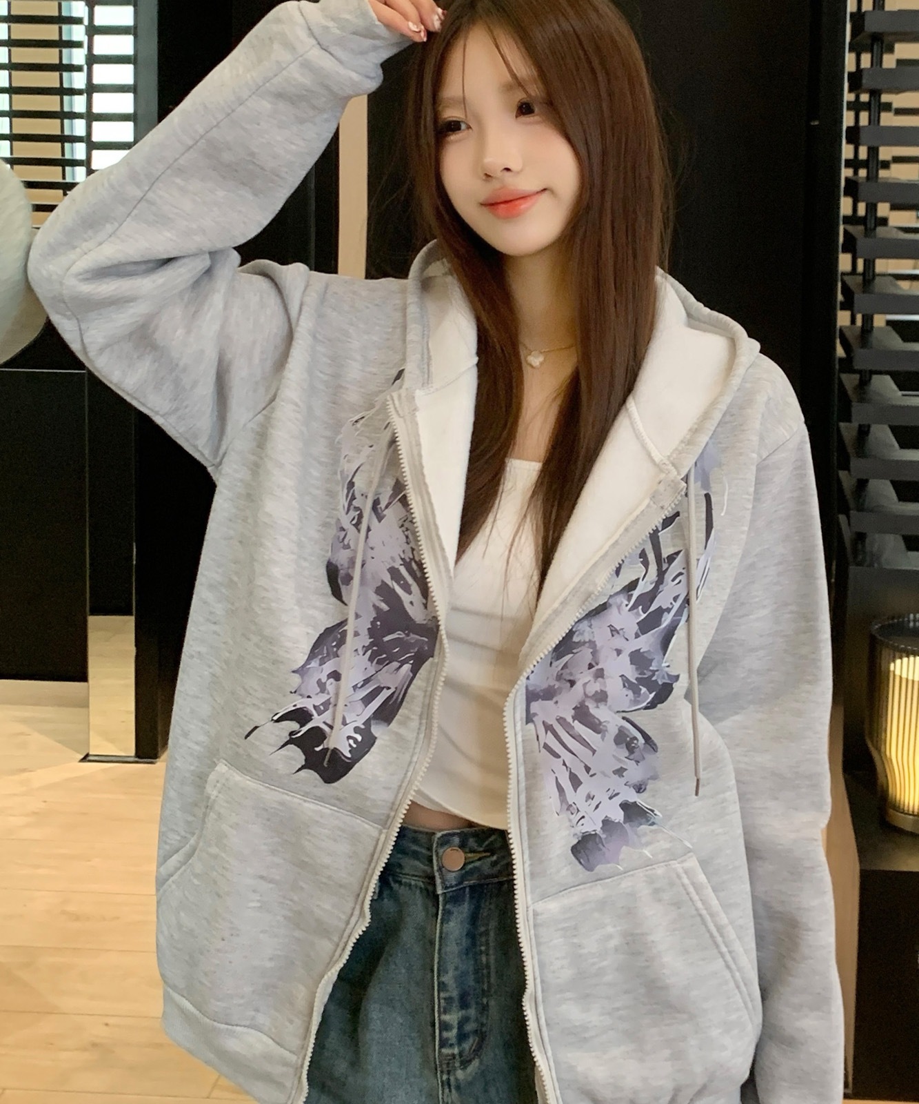 サイエンス バタフライ プリント パーカー 