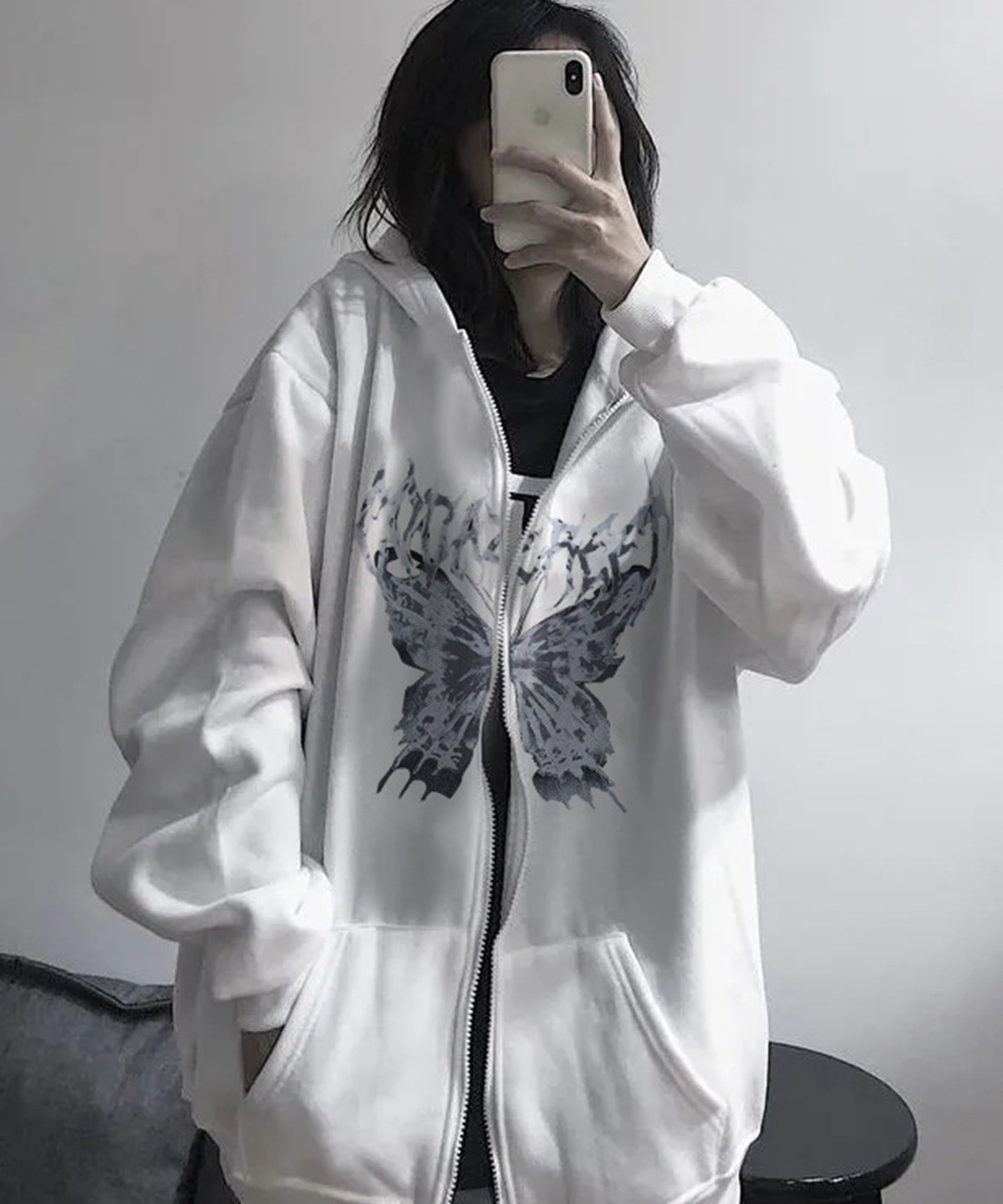 サイエンス バタフライ プリント パーカー 