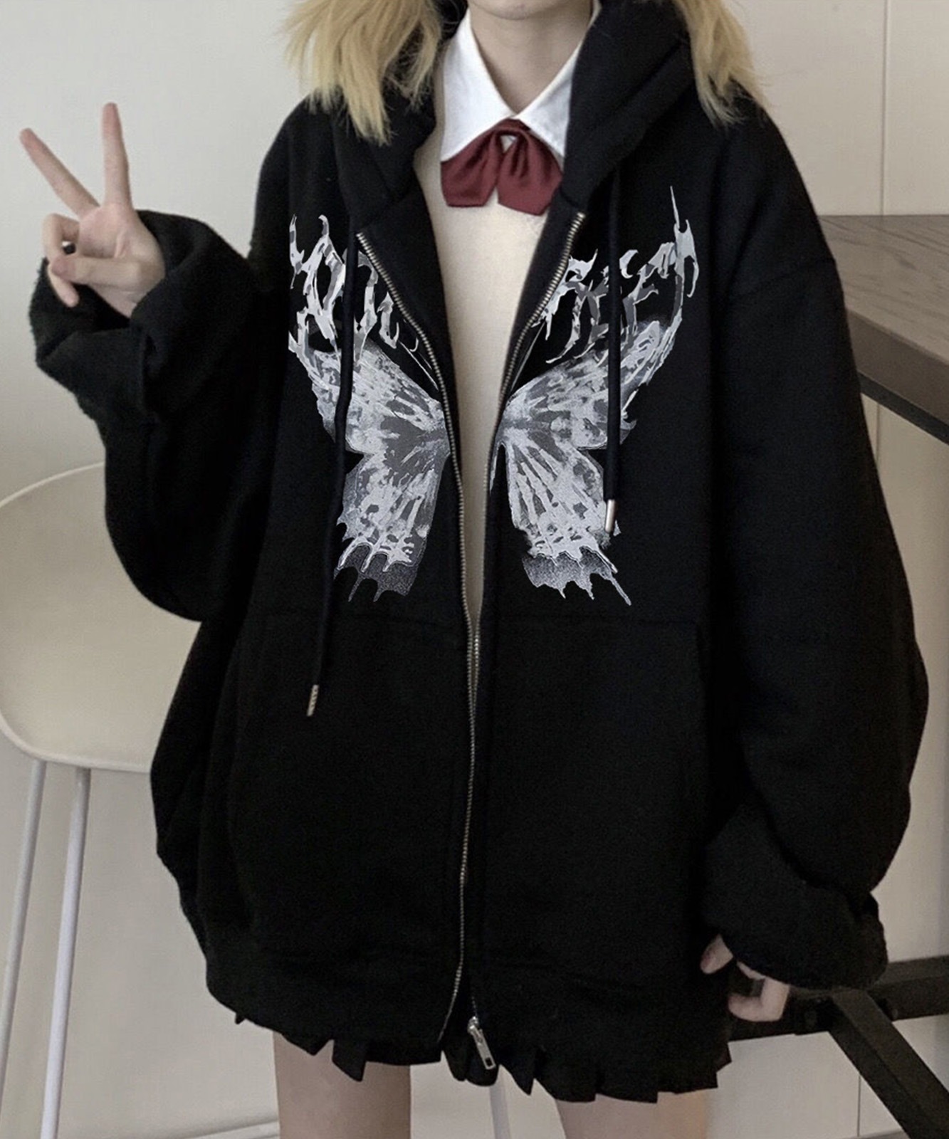 サイエンス バタフライ プリント パーカー 