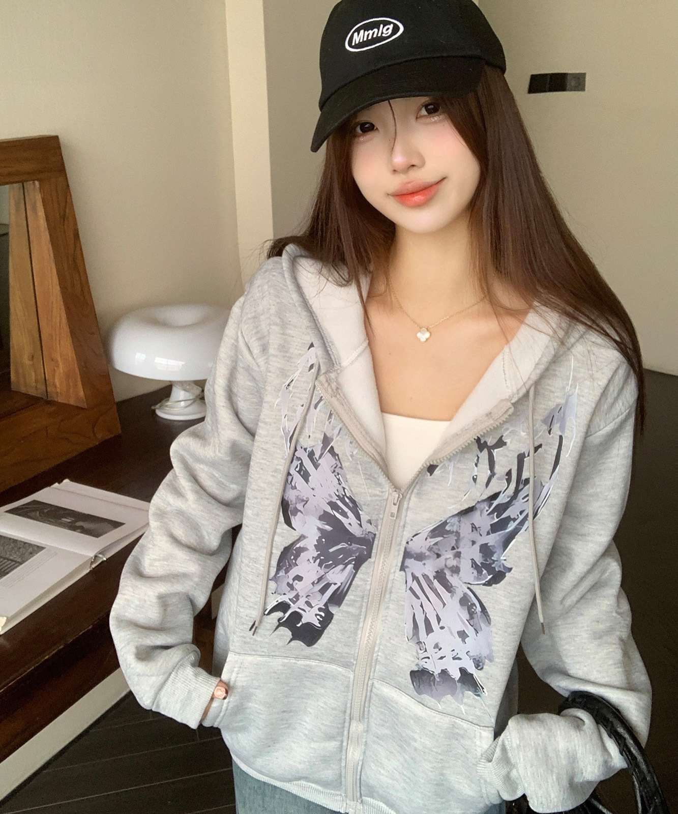 サイエンス バタフライ プリント パーカー 