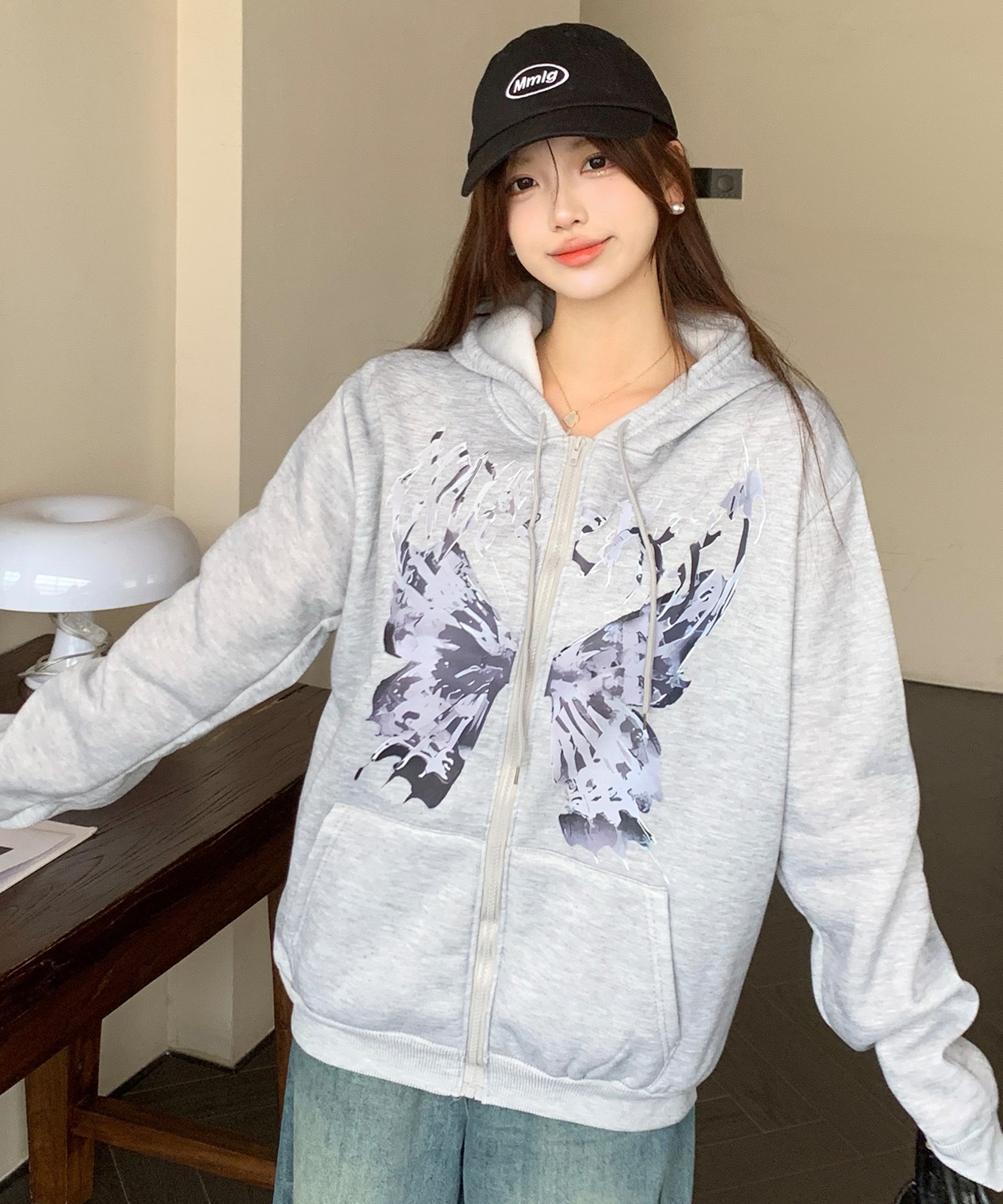 サイエンス バタフライ プリント パーカー 