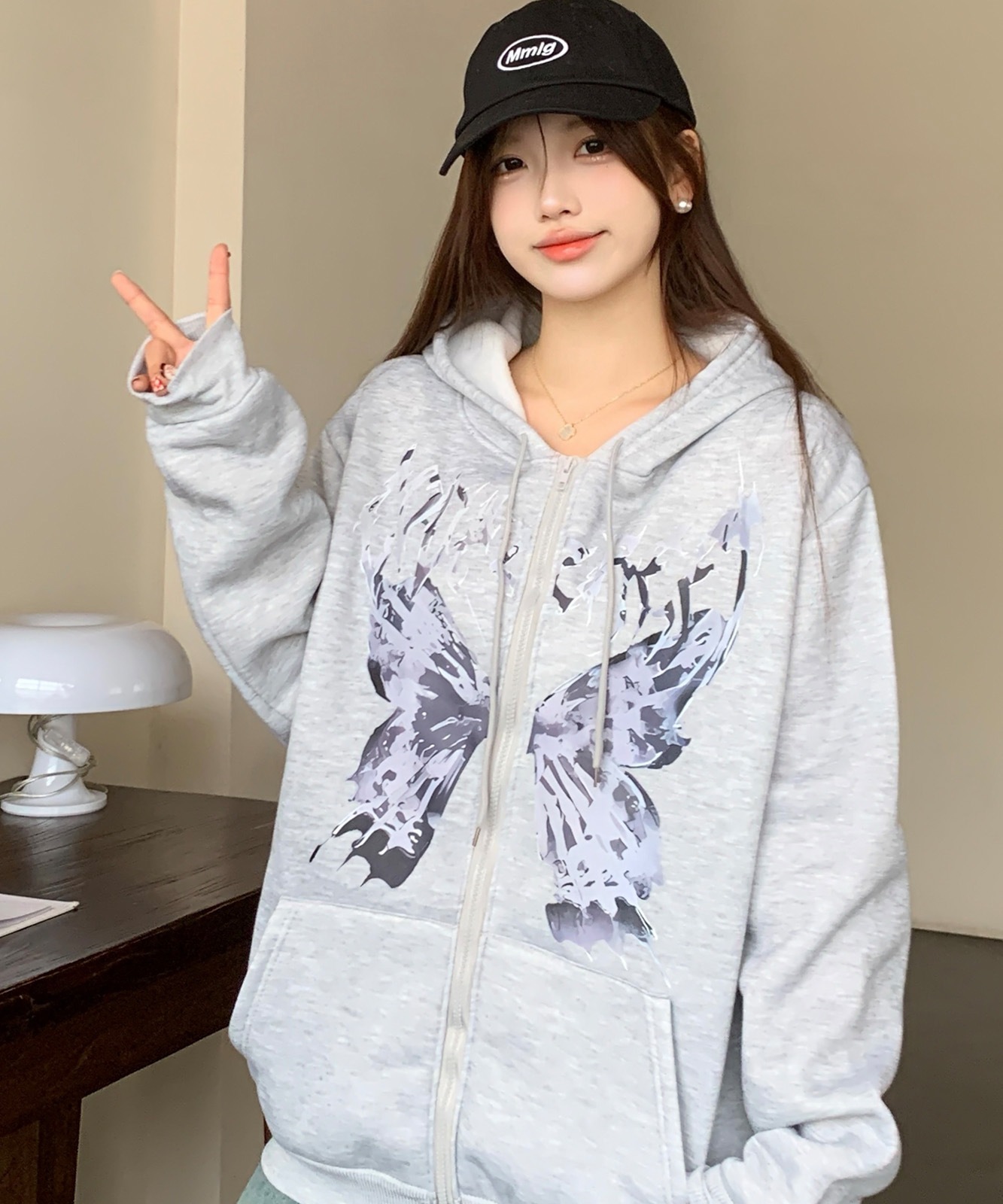 サイエンス バタフライ プリント パーカー 