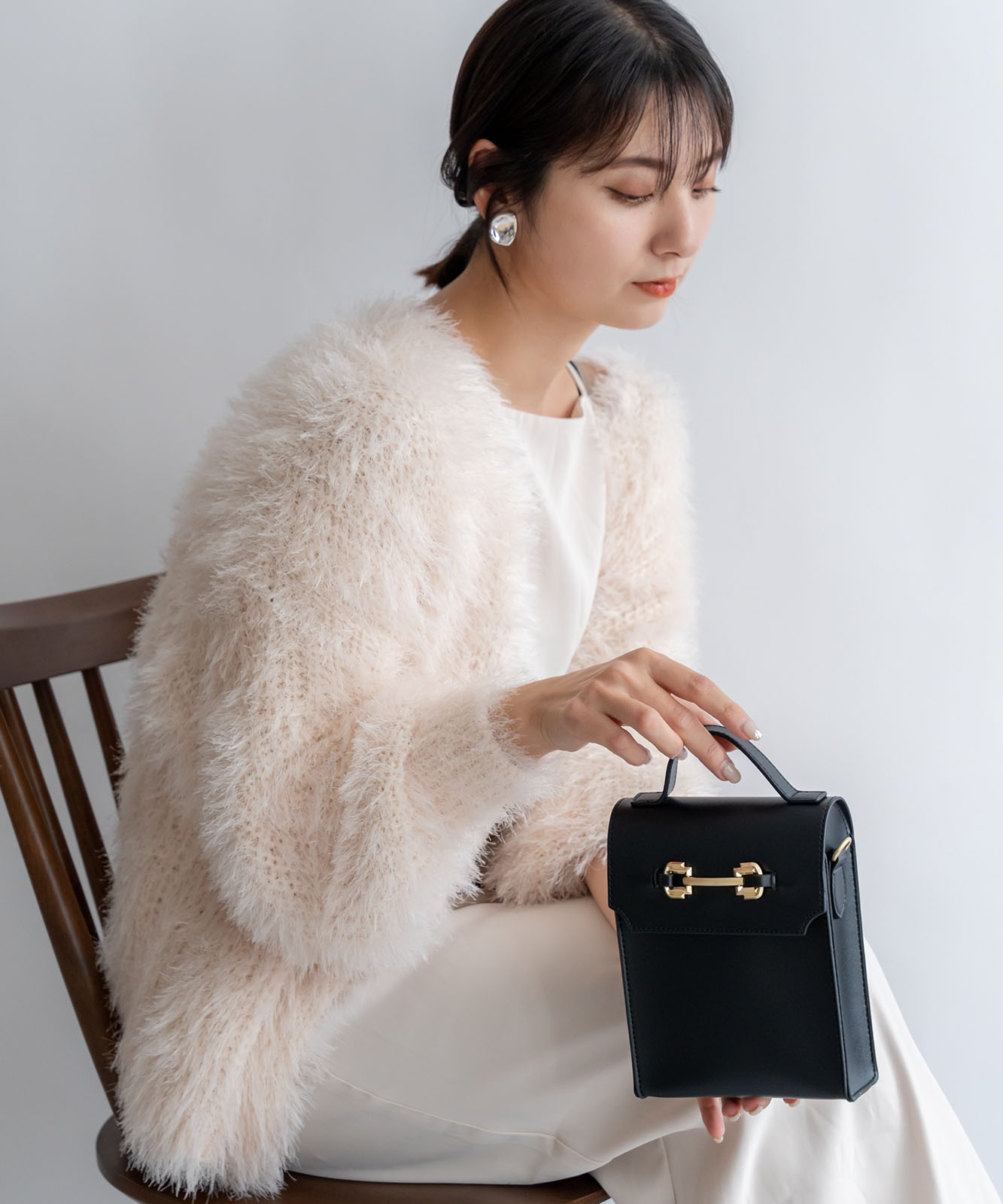 Rename ゴールドカラーバックル スクエア ミニショルダーバッグ