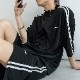 DEVICE select ダブルライン シンプル 半袖ジャージ セットアップ トラックジャケット + トラックパンツ 上下2点セット