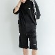 DEVICE select ダブルライン シンプル 半袖ジャージ セットアップ トラックジャケット + トラックパンツ 上下2点セット