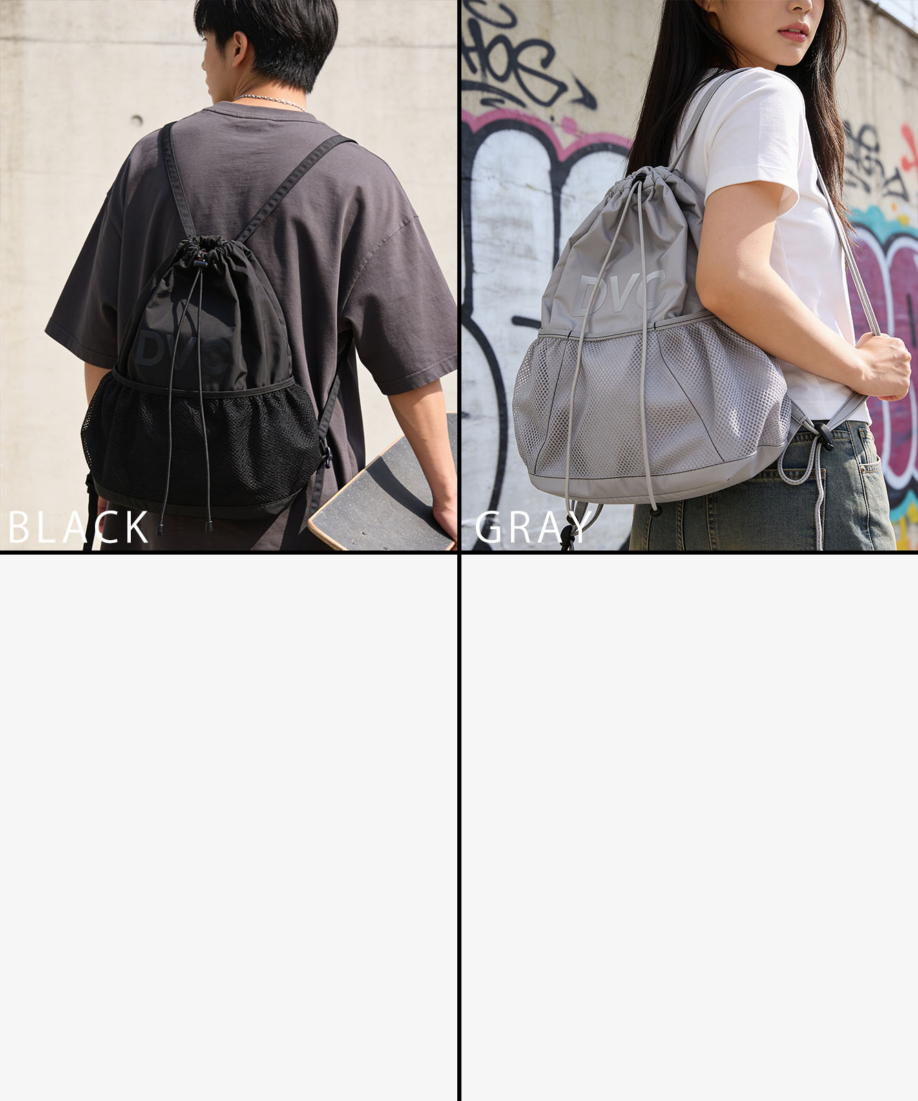 【 DEVICE 】 DVCロゴ メッシュ ナップサック リュック バックパック 巾着バッグ 軽量 テック ストリート メンズ レディース DRN26036