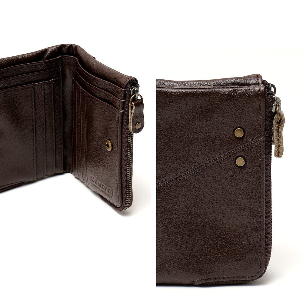 Control crass ダブルジップ 本革 折り財布