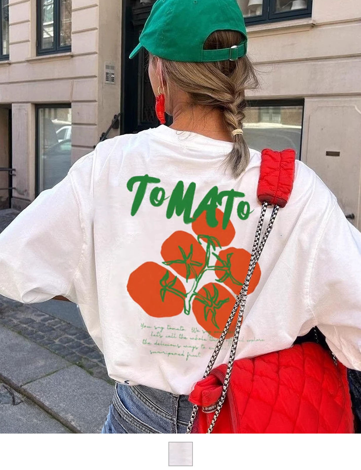 【 DEVICE select 】 トマトグラフィック バックプリント ビッグシルエット Tシャツ 半袖 メンズ レディース ユニセックス TA1718T