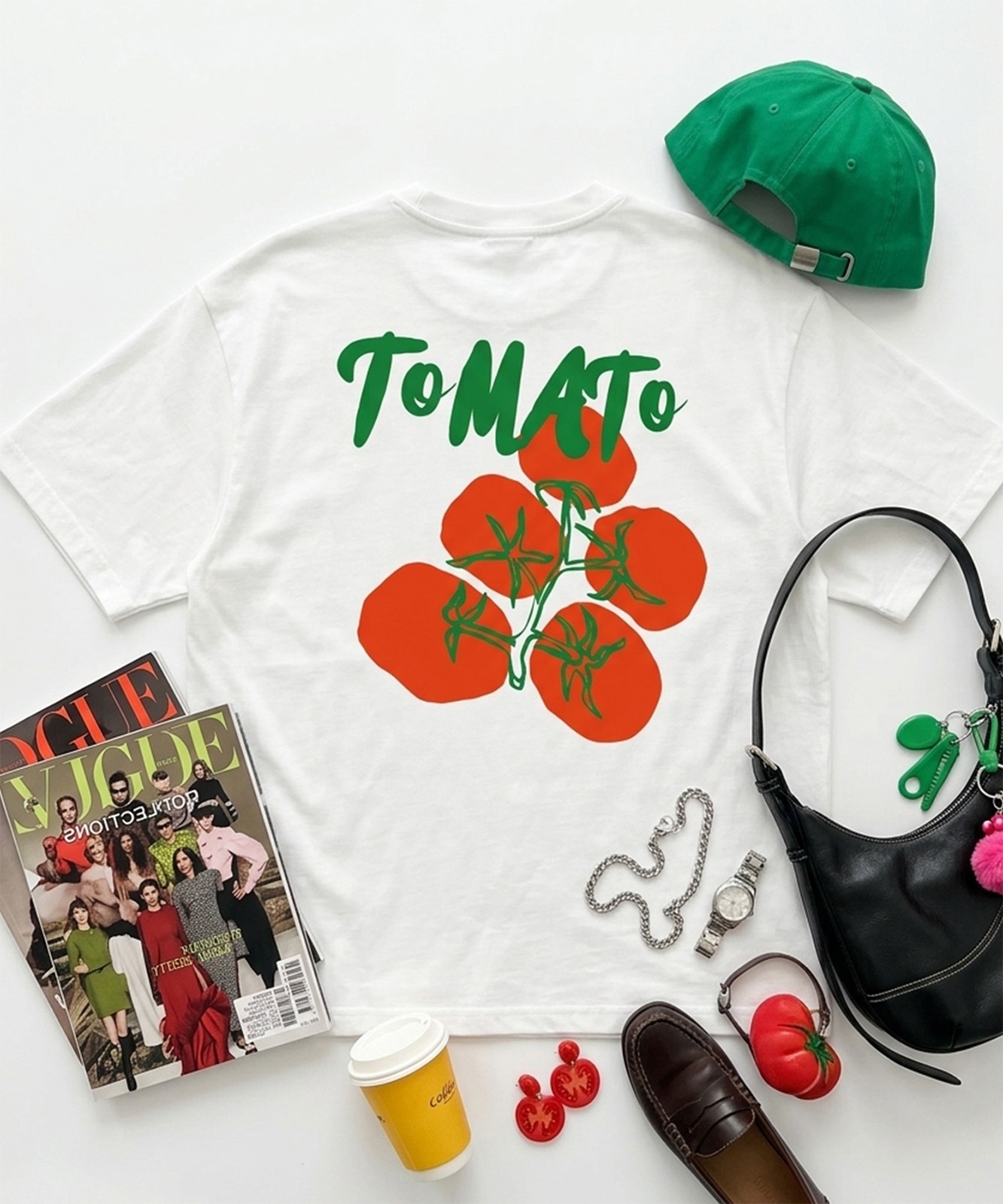 【 DEVICE select 】 トマトグラフィック バックプリント ビッグシルエット Tシャツ 半袖 メンズ レディース ユニセックス TA1718T