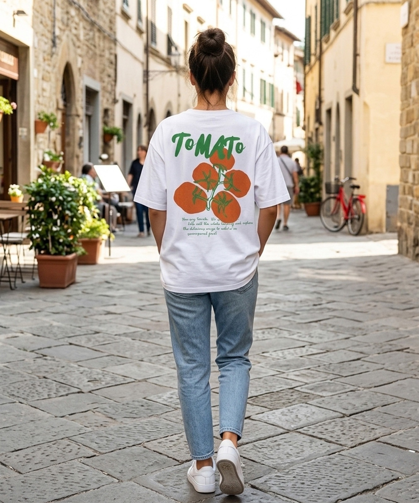 【 DEVICE select 】 トマトグラフィック バックプリント ビッグシルエット Tシャツ 半袖 メンズ レディース ユニセックス TA1718T
