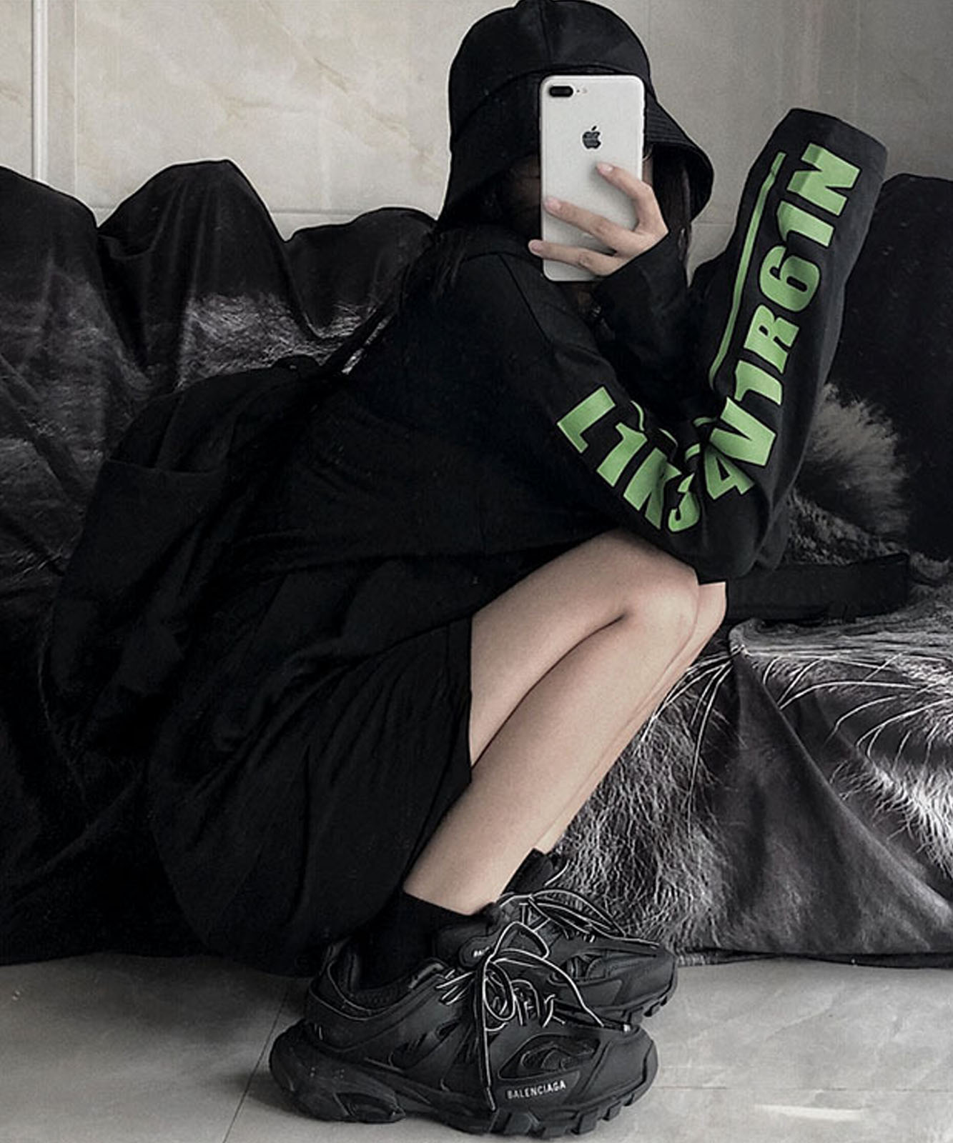 DEVICE select ストリート 袖プリント ロンT メンズ レディース