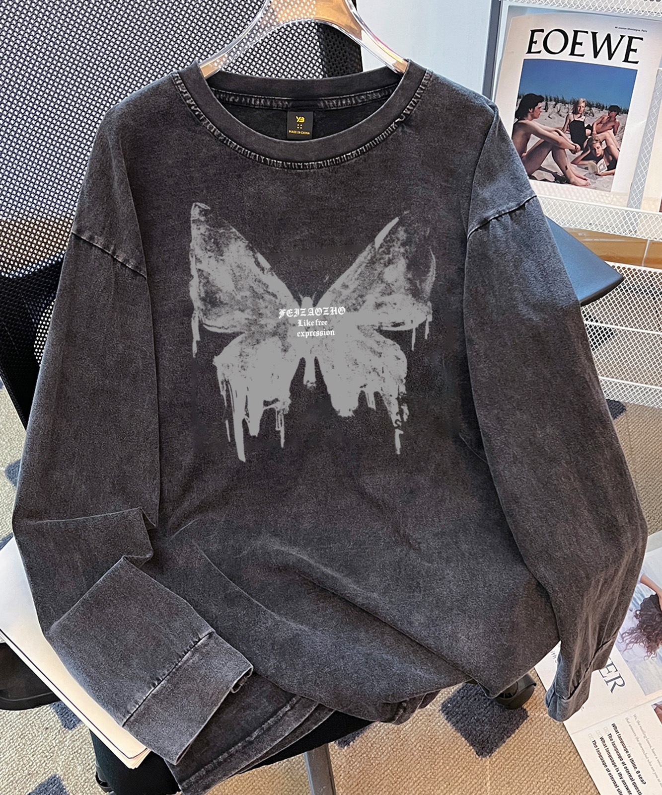 DEVICE select ジャンキープリント ピグメント ロンT 古着風 ロングスリーブTシャツ メンズ レディース 秋服