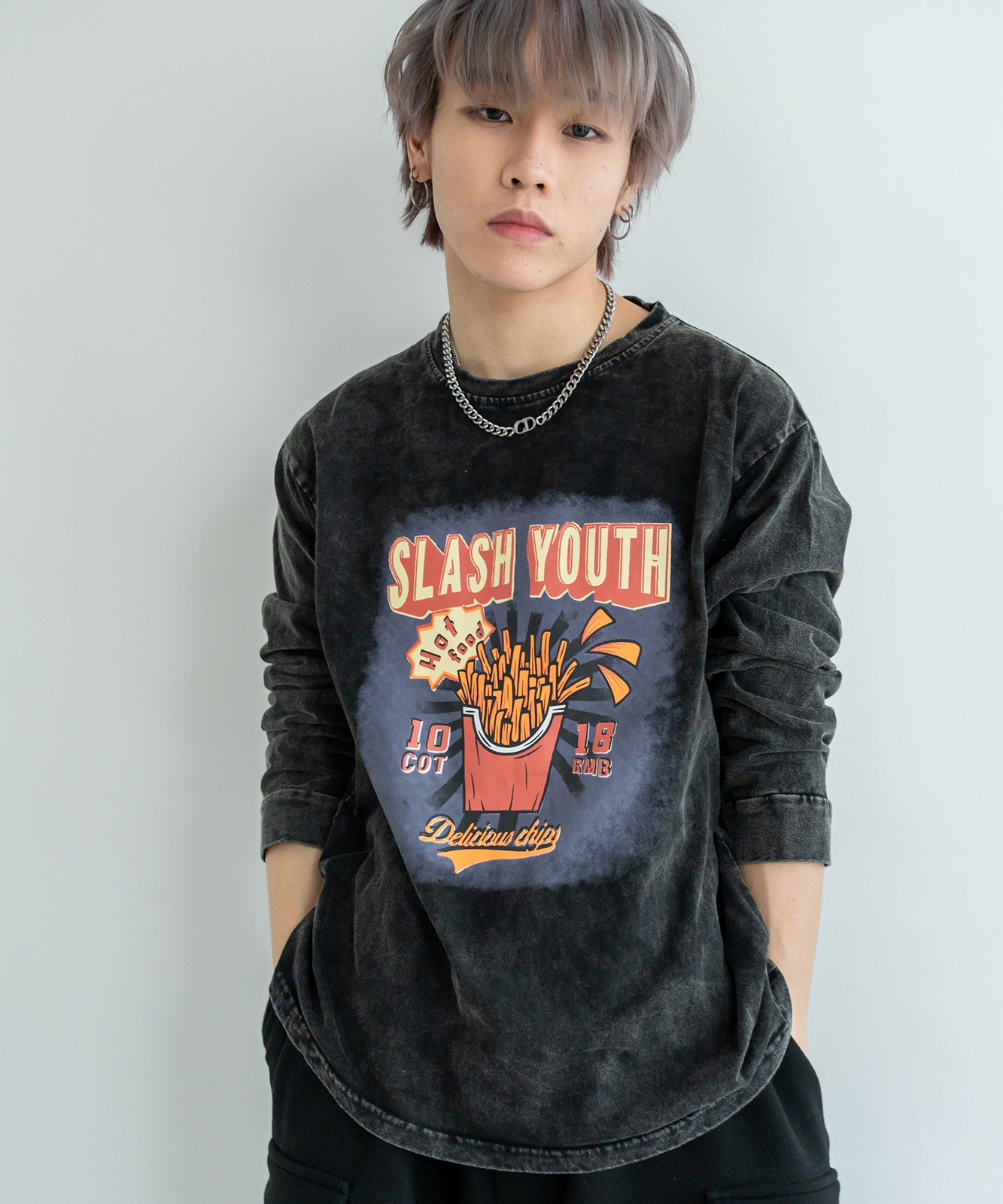 DEVICE select ジャンキープリント ピグメント ロンT 古着風 ロングスリーブTシャツ メンズ レディース 秋服