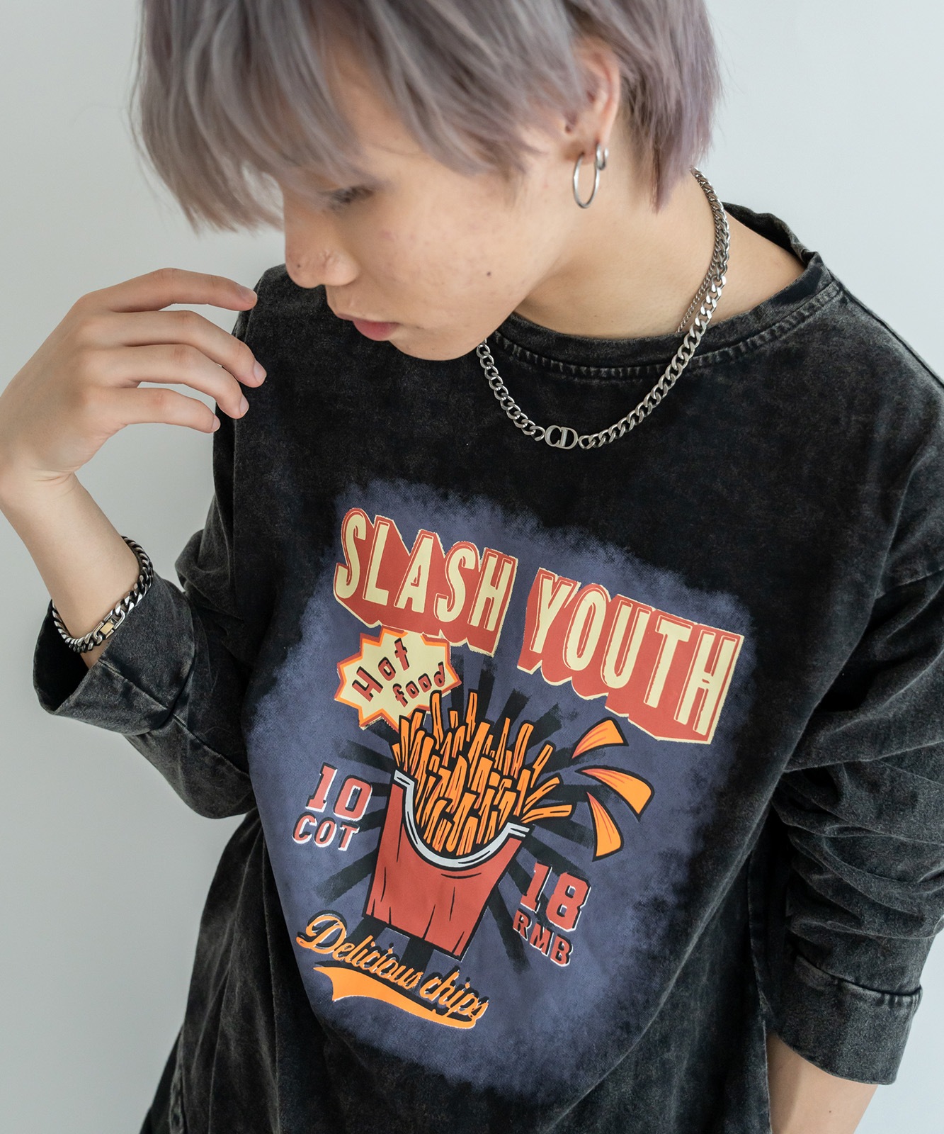 DEVICE select ジャンキープリント ピグメント ロンT 古着風 ロングスリーブTシャツ メンズ レディース 秋服