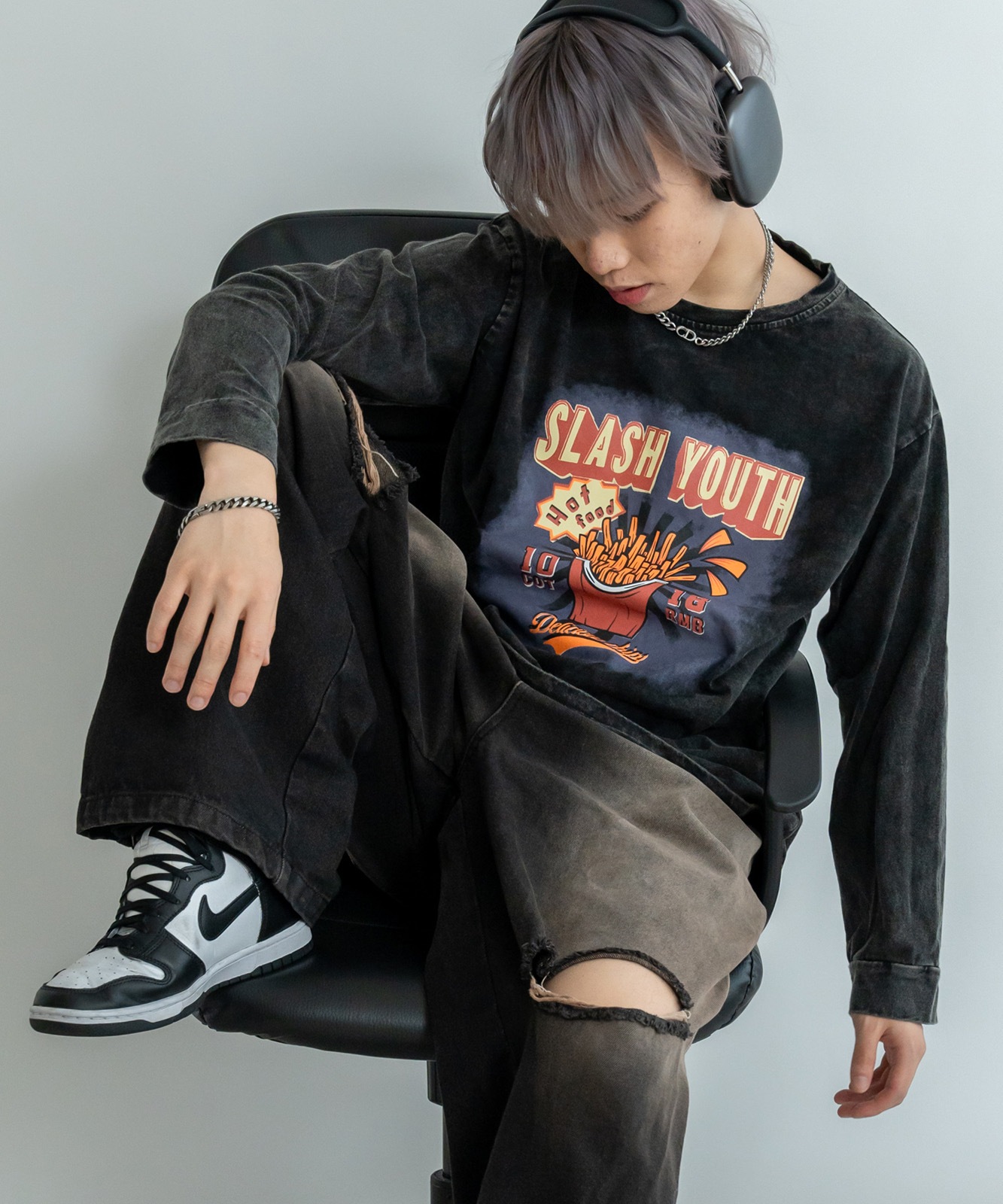 DEVICE select ジャンキープリント ピグメント ロンT 古着風 ロングスリーブTシャツ メンズ レディース 秋服